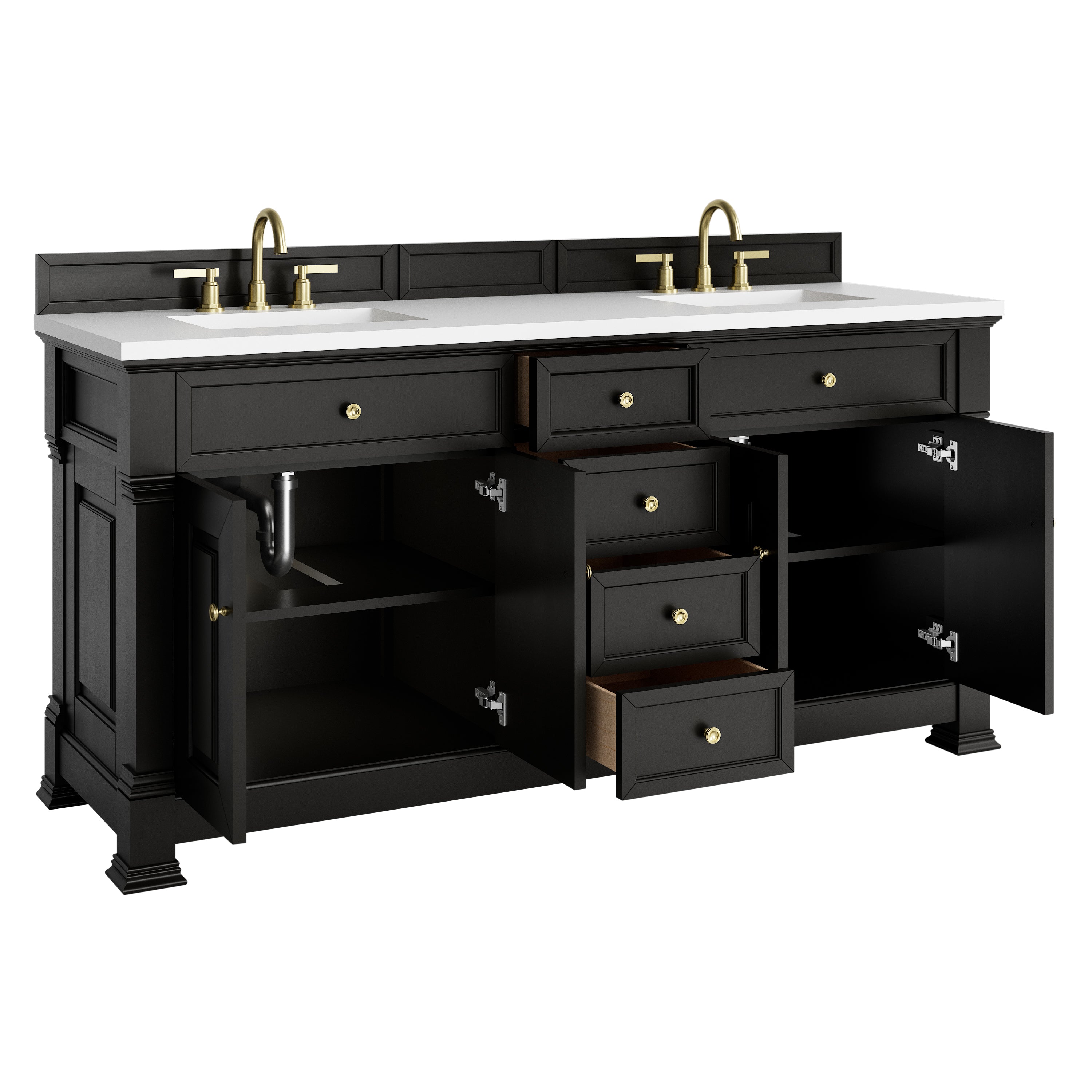 James Martin Brookfield 72" Double Vanity in Black Onyx with 3cm Countertop