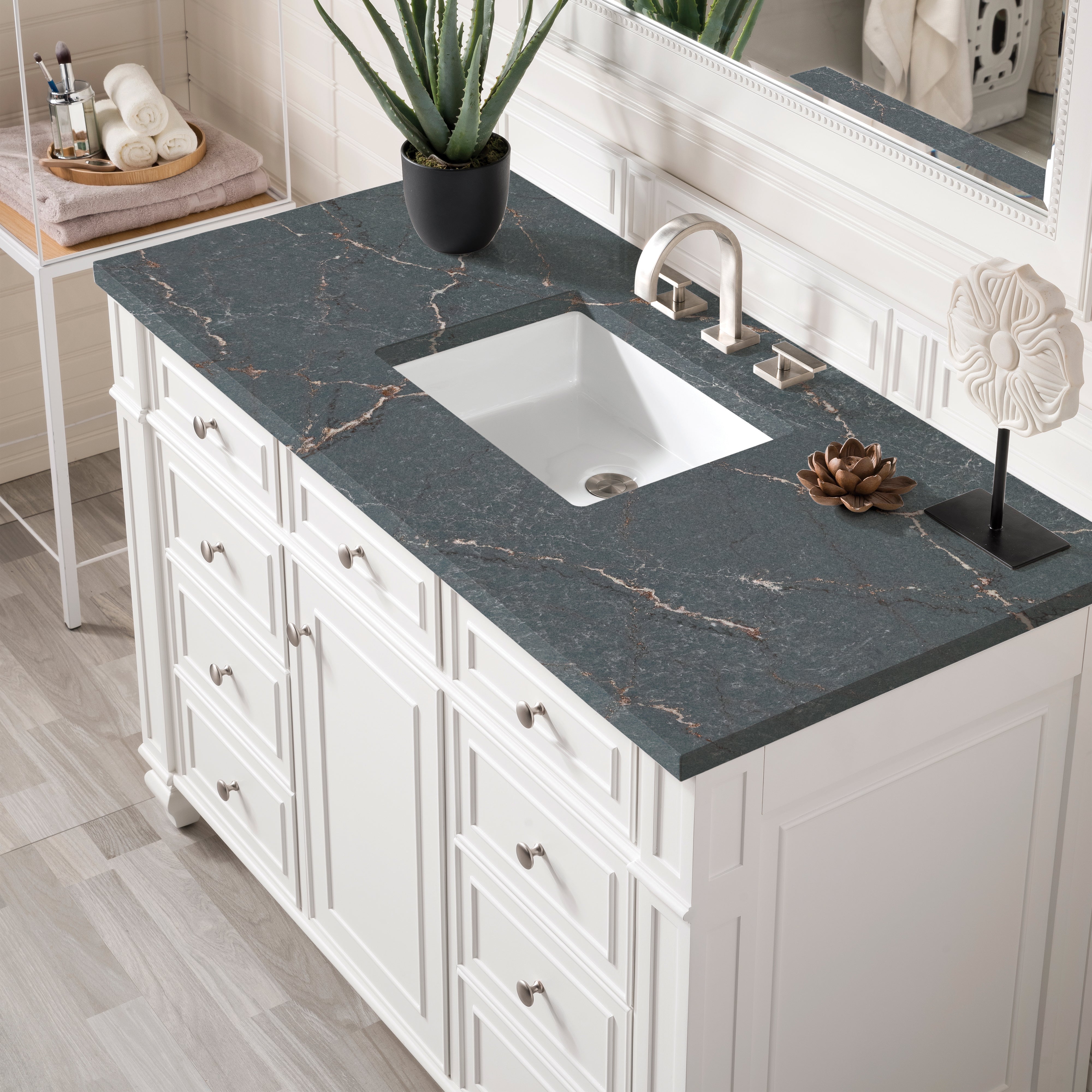 James Martin Bristol 48" Single Vanity in Bright White with 3cm Countertop