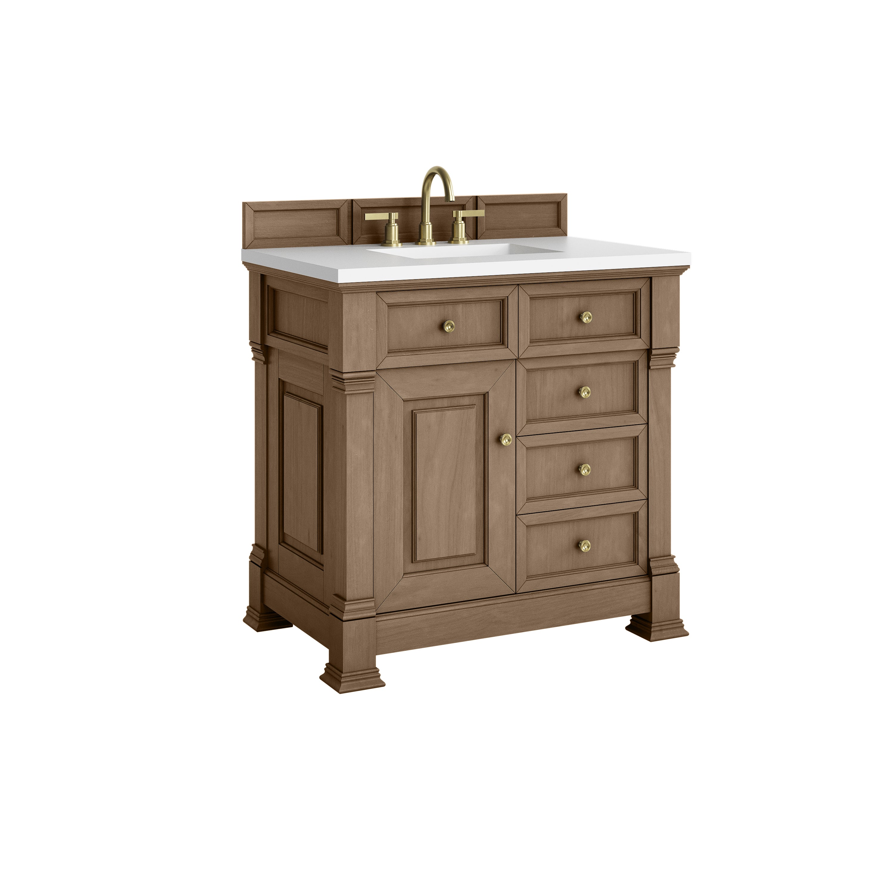 James Martin Brookfield 36" Single Vanity in Pecan with 3cm Countertop