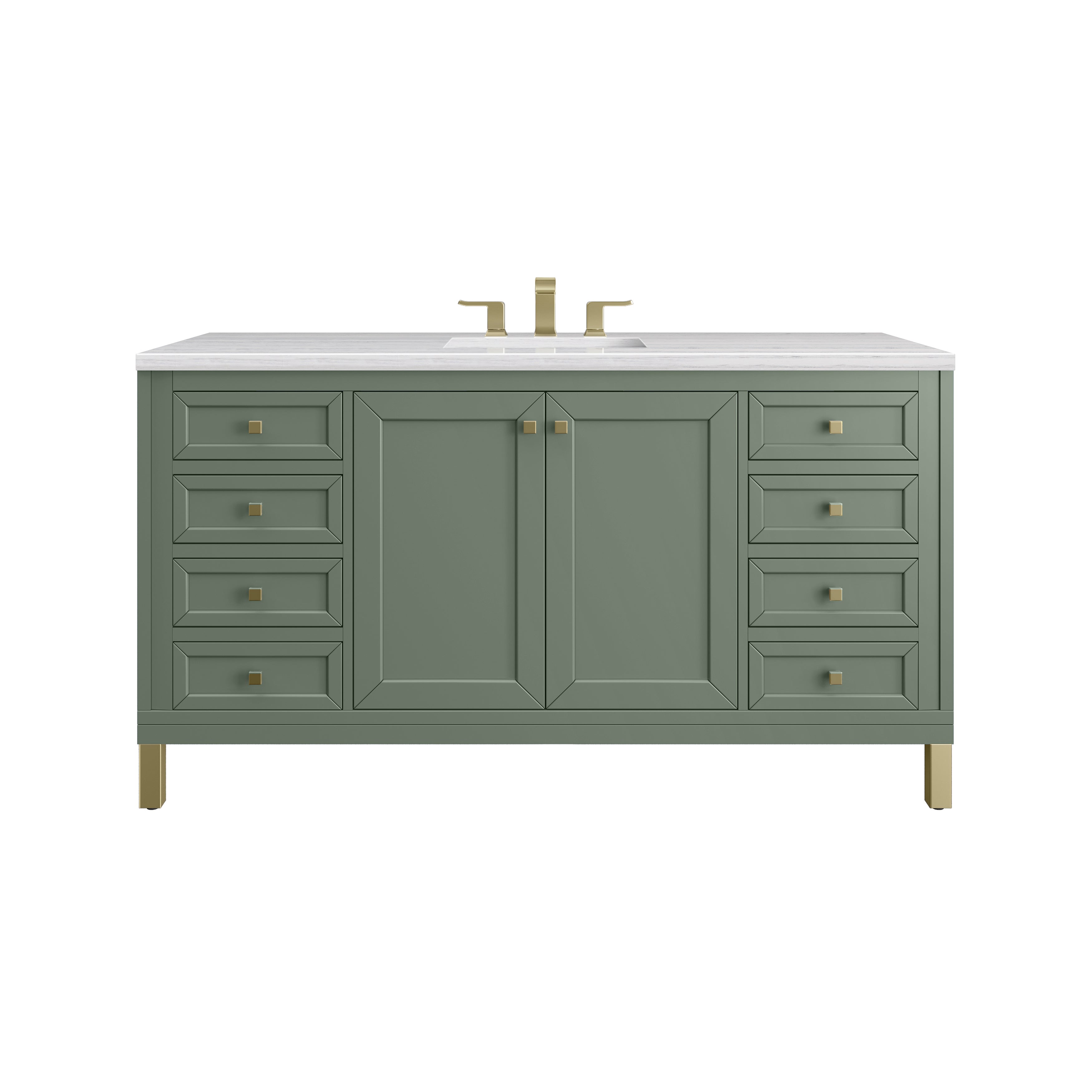 James Martin Chicago 60" Single Vanity in Smokey Celadon with 3cm Countertop
