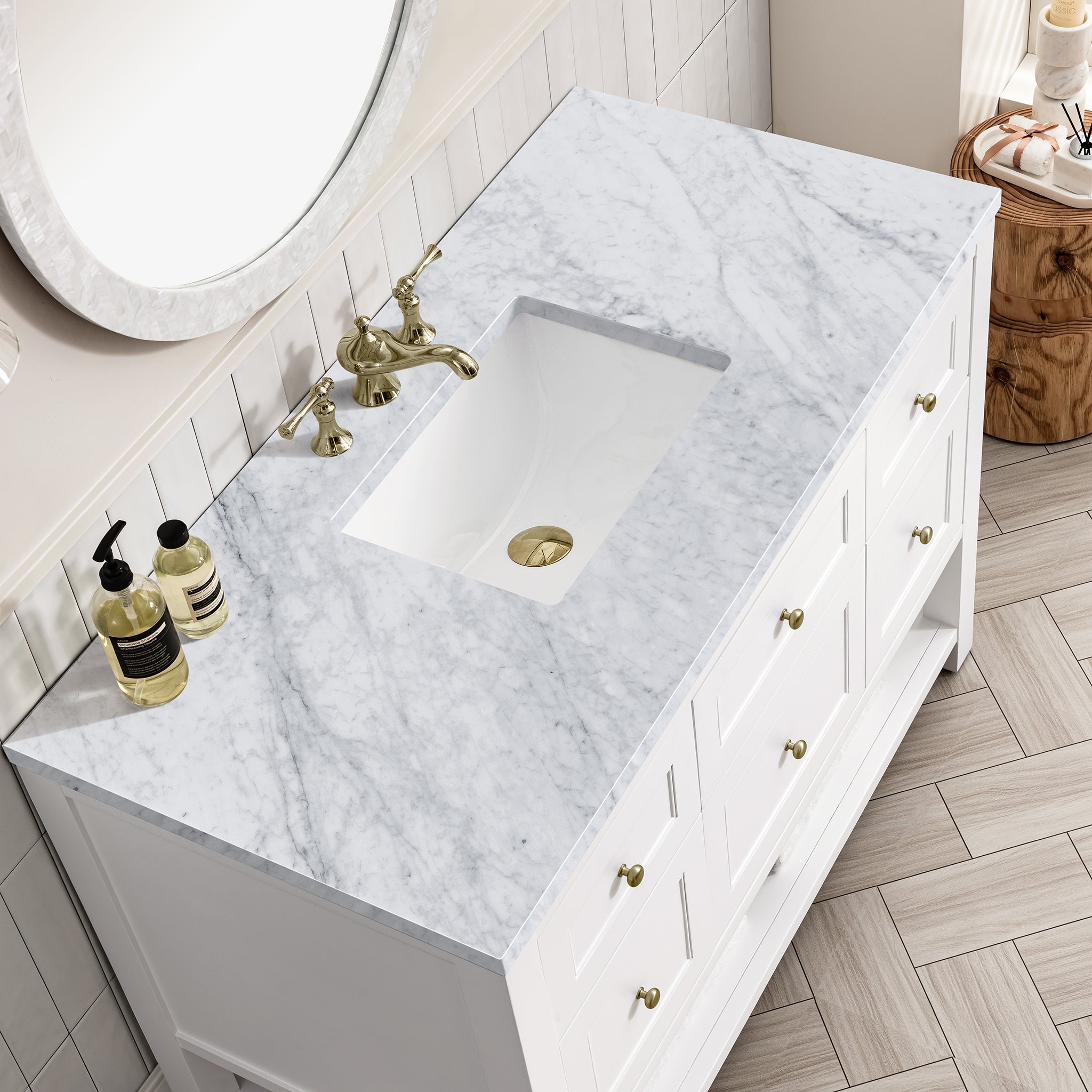 James Martin Breckenridge 48" Single Vanity in Bright White with 3cm Countertop