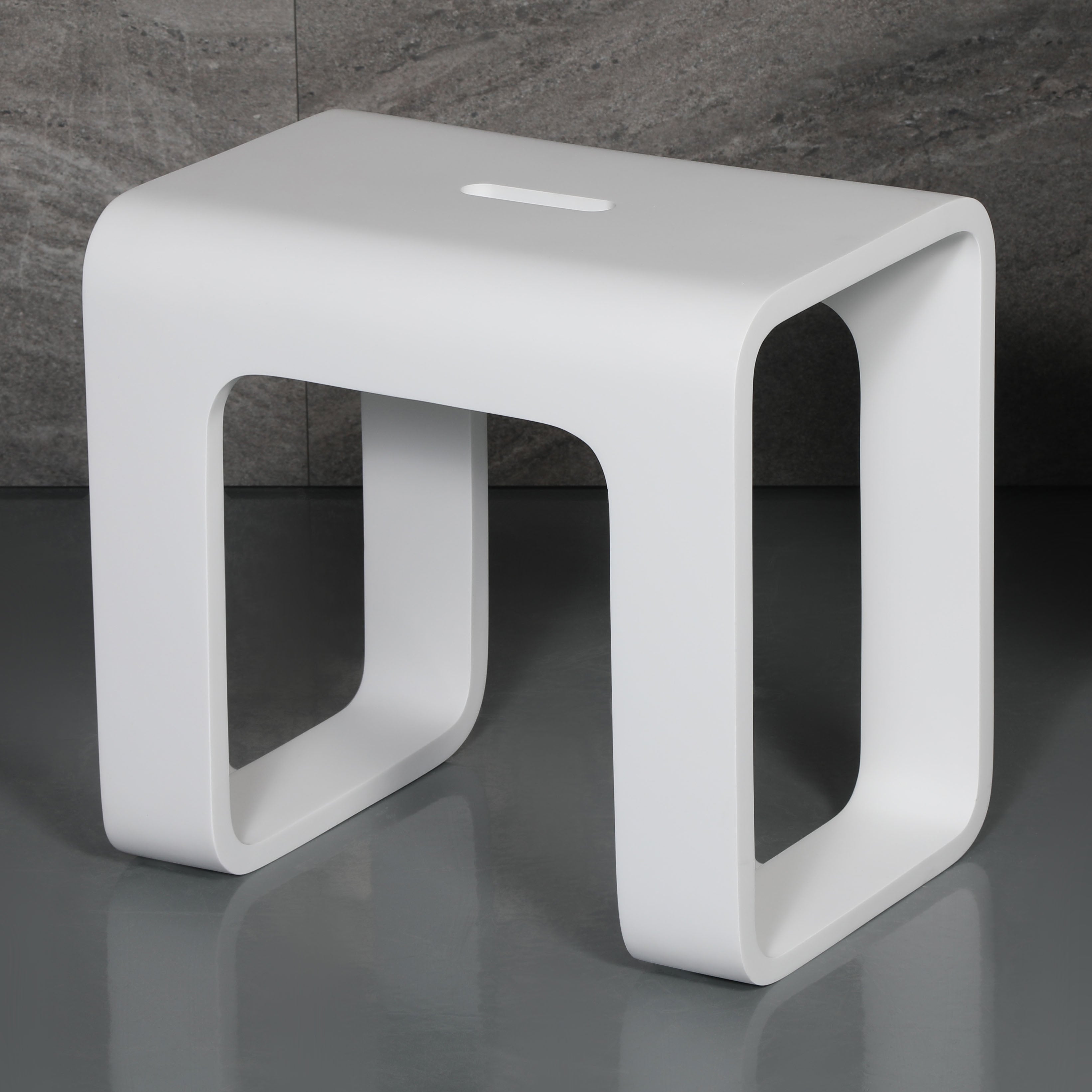 ALFI brand  ABST99 White Matte Solid Surface Resin Bathroom / Shower Stool