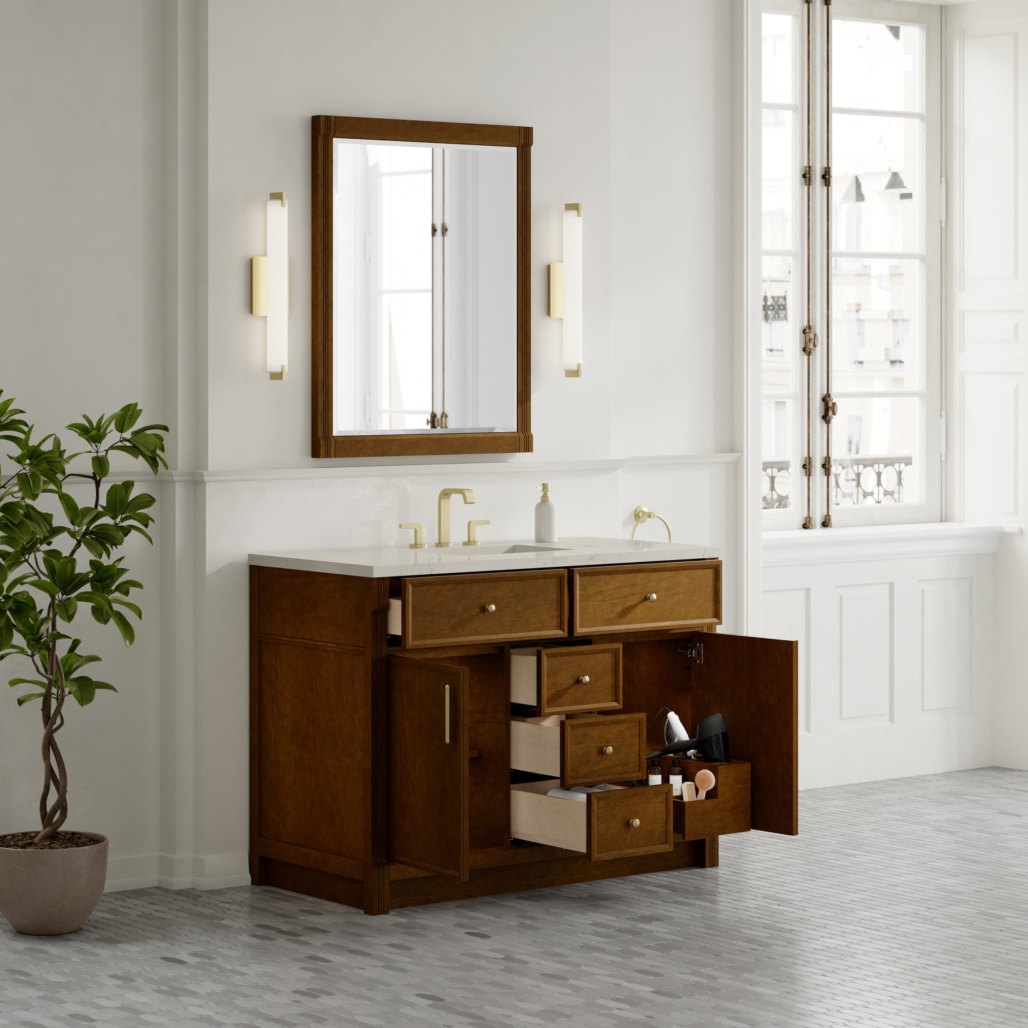 James Martin Bellshire 48" Single Vanity in Honey Oak with 3cm Countertop