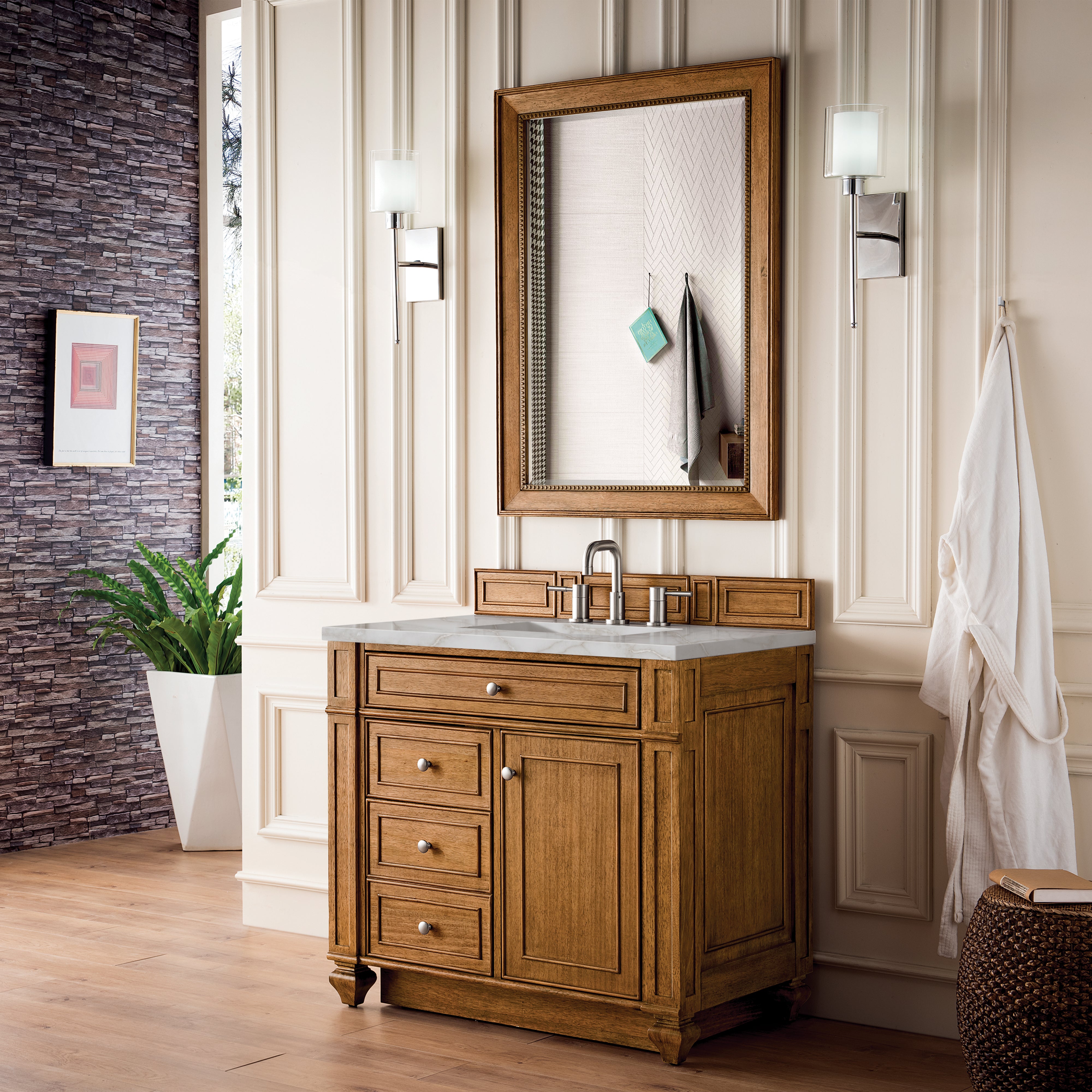 James Martin Bristol 36" Single Vanity in Saddle Brown with 3cm Countertop