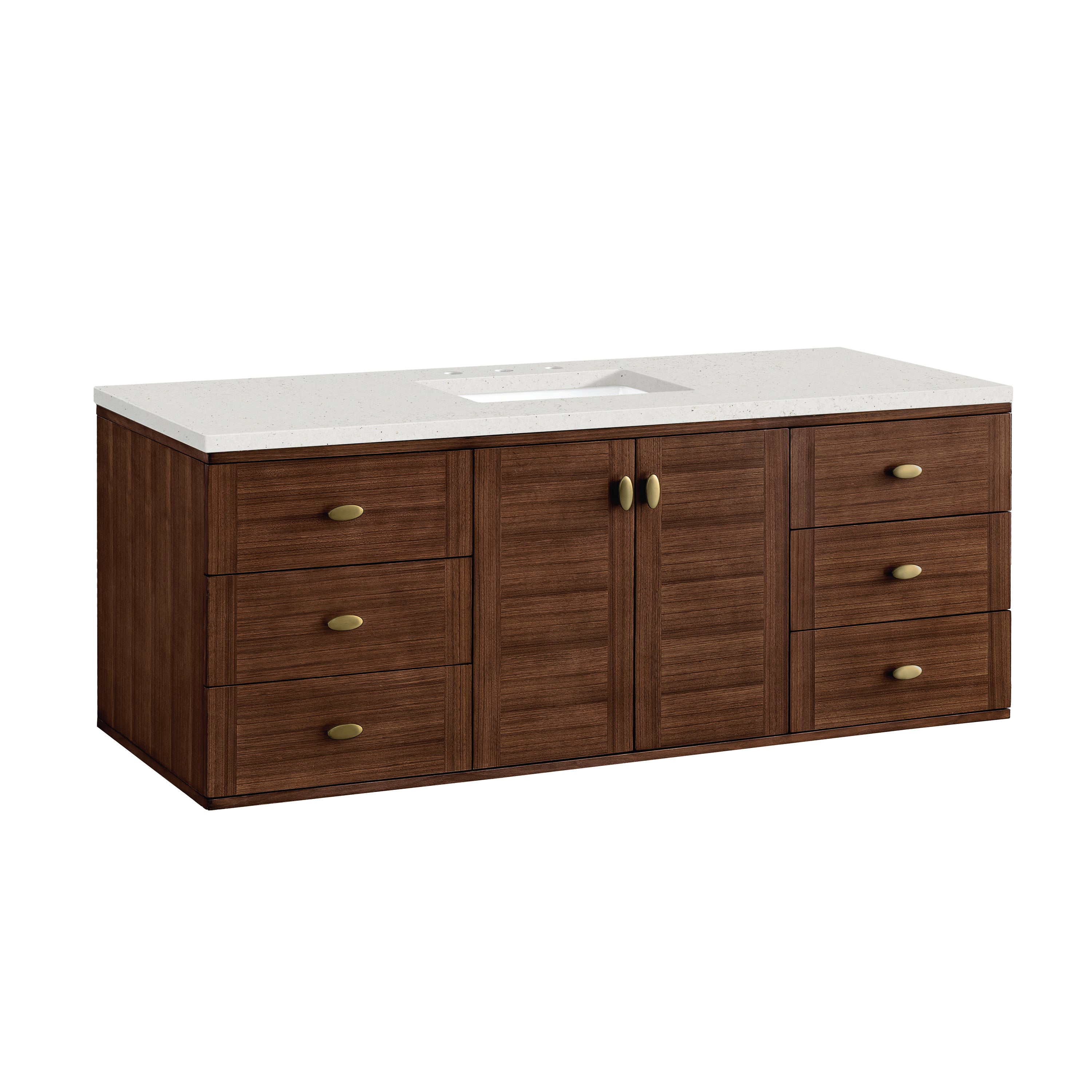 James Martin Amberly 60" Single Vanity in Mid-Century Walnut with 3cm Countertop