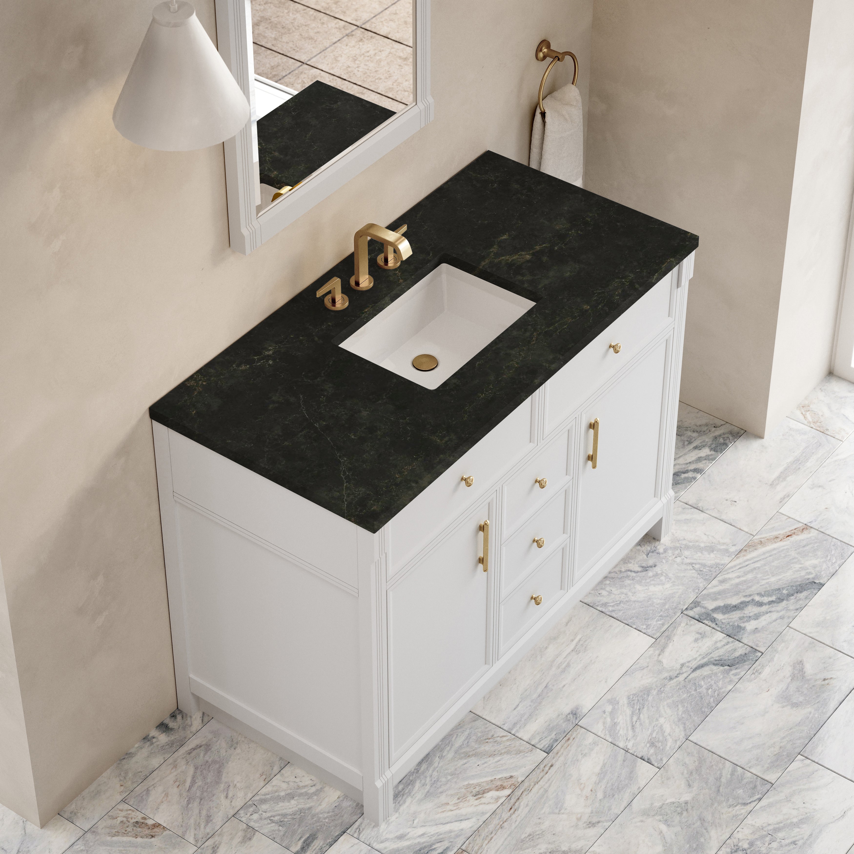 James Martin Bellshire 48" Single Vanity in Bright White with 3cm Countertop