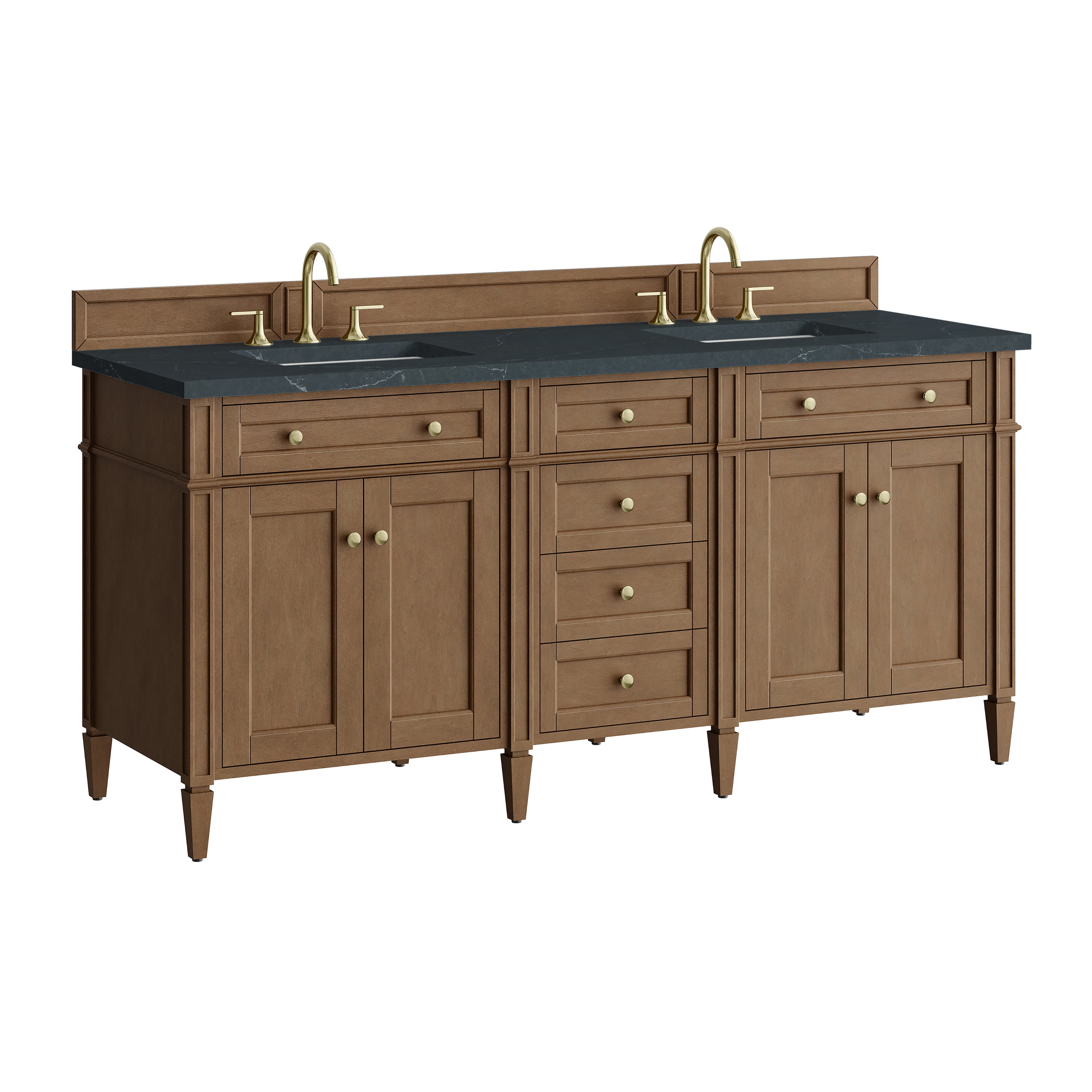 James Martin Brittany 72" Double Vanity in Pecan with 3cm Countertop