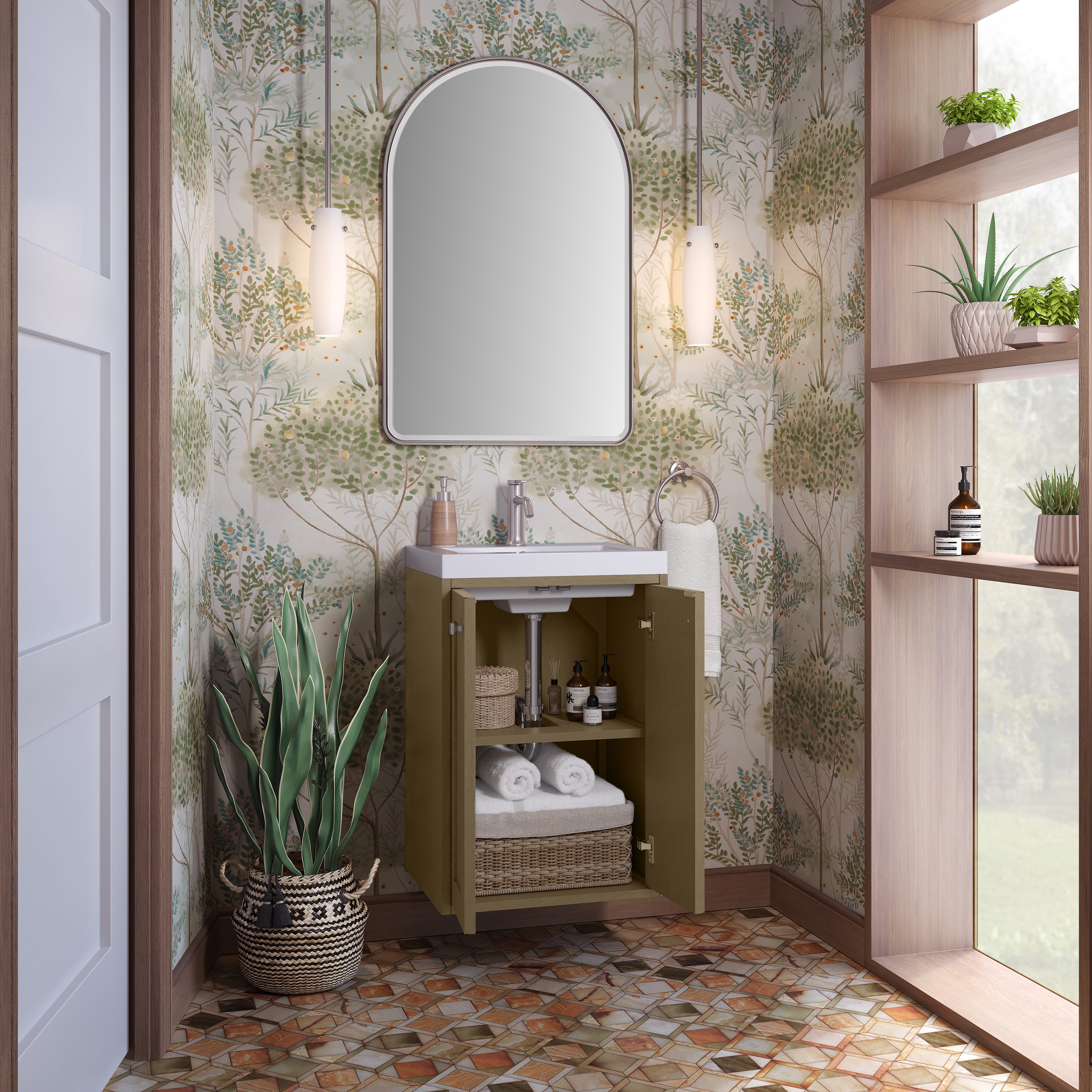 James Martin Chianti 20" Single Vanity in Glossy White with White Glossy Composite Stone Top