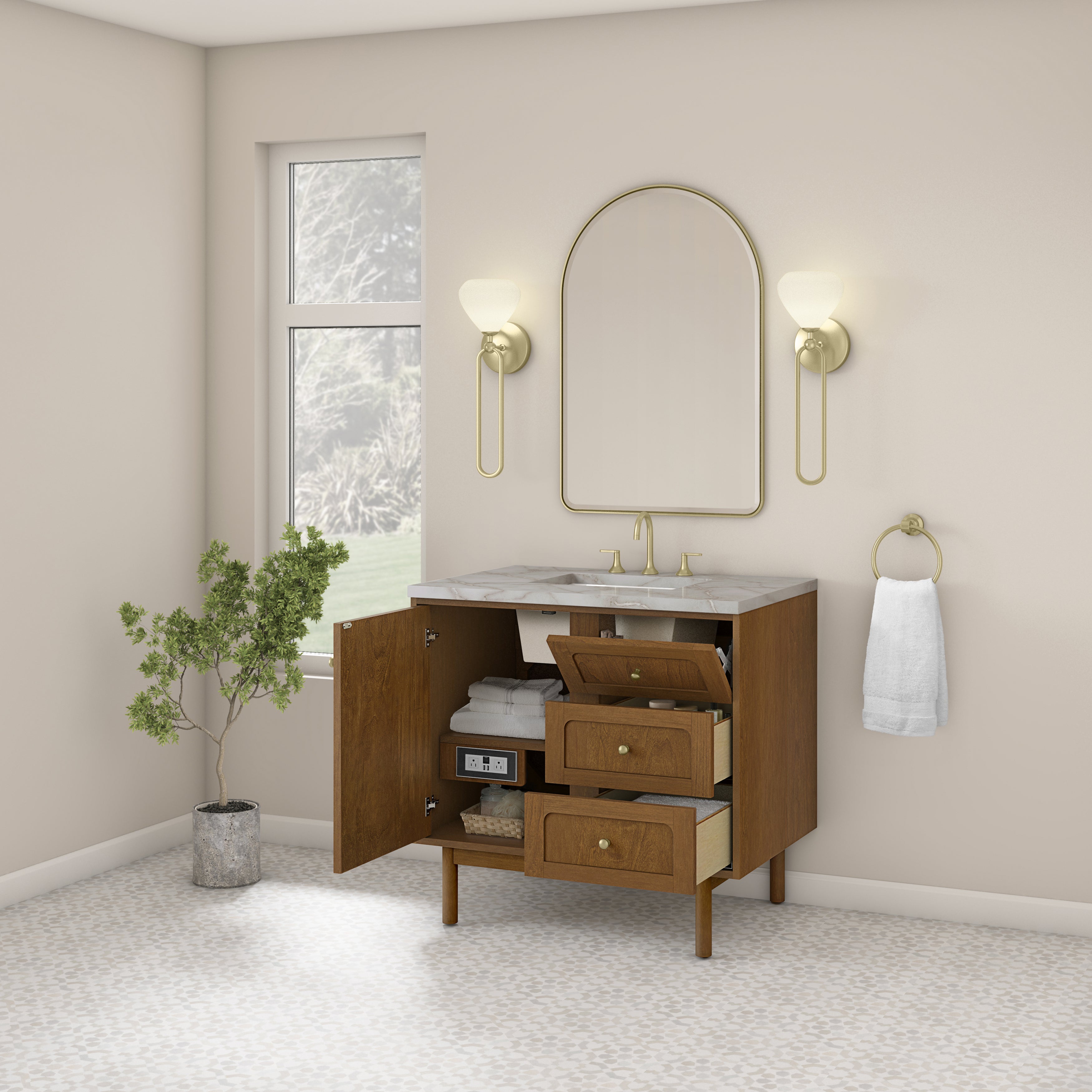 James Martin Laurent 36" Single Vanity in Honey Oak with 3cm Countertop