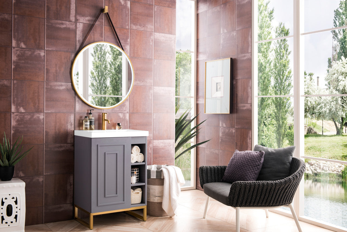 Alicante 24" Single Vanity with White Glossy Composite Stone Top