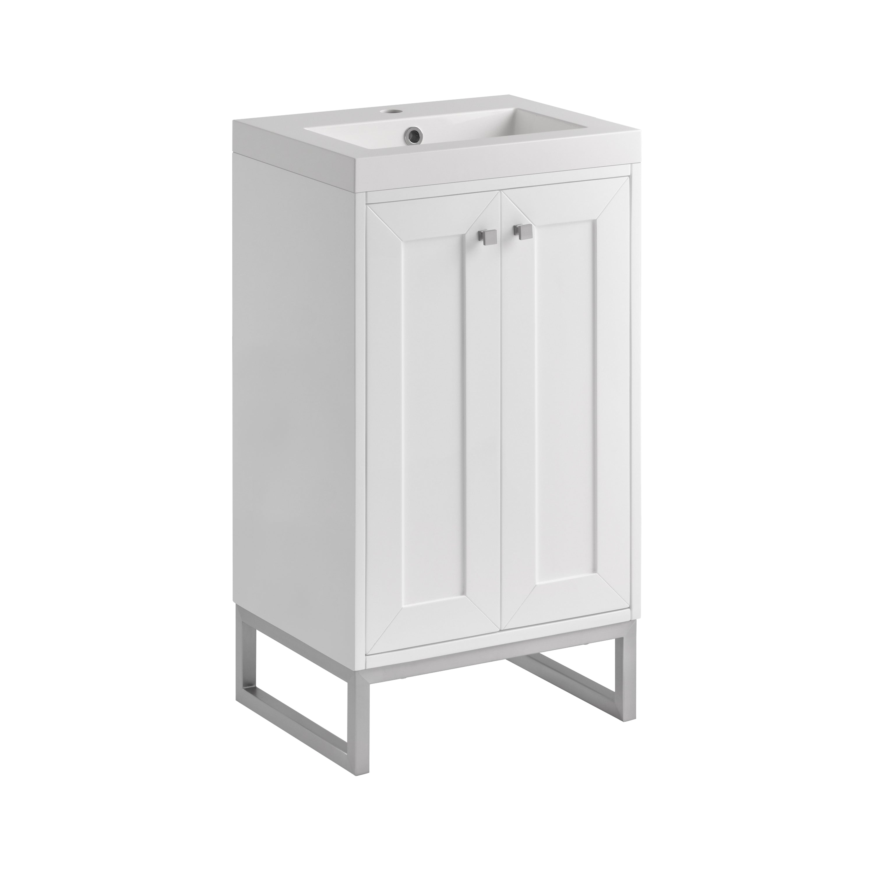 James Martin Chianti 20" Single Vanity in Glossy White with White Glossy Composite Stone Top