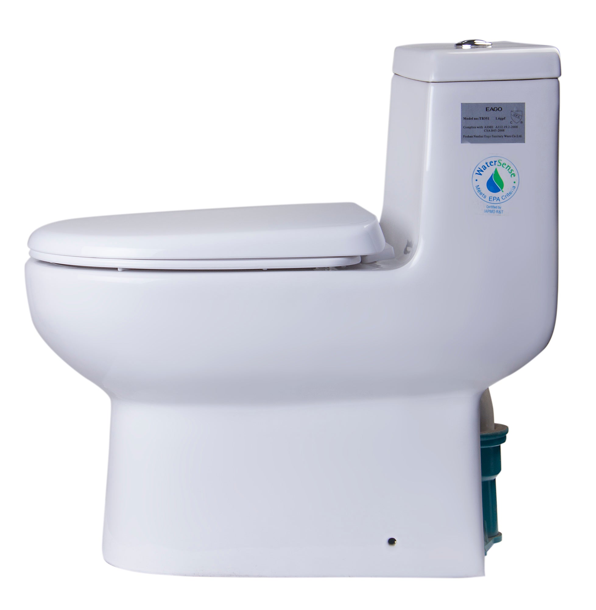 EAGO TB351 DUAL FLUSH ONE PIECE ECO-FRIENDLY HIGH EFFICIENCY LOW FLUSH CERAMIC TOILET