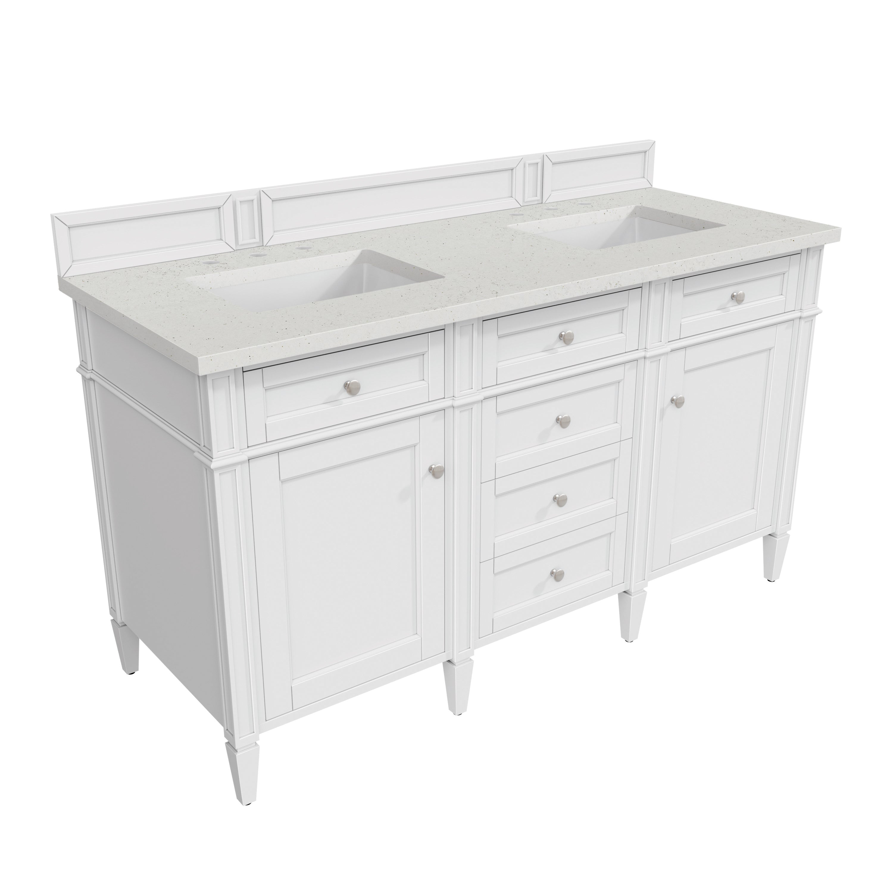 James Martin Brittany 60" Double Vanity in Bright White with 3cm Countertop