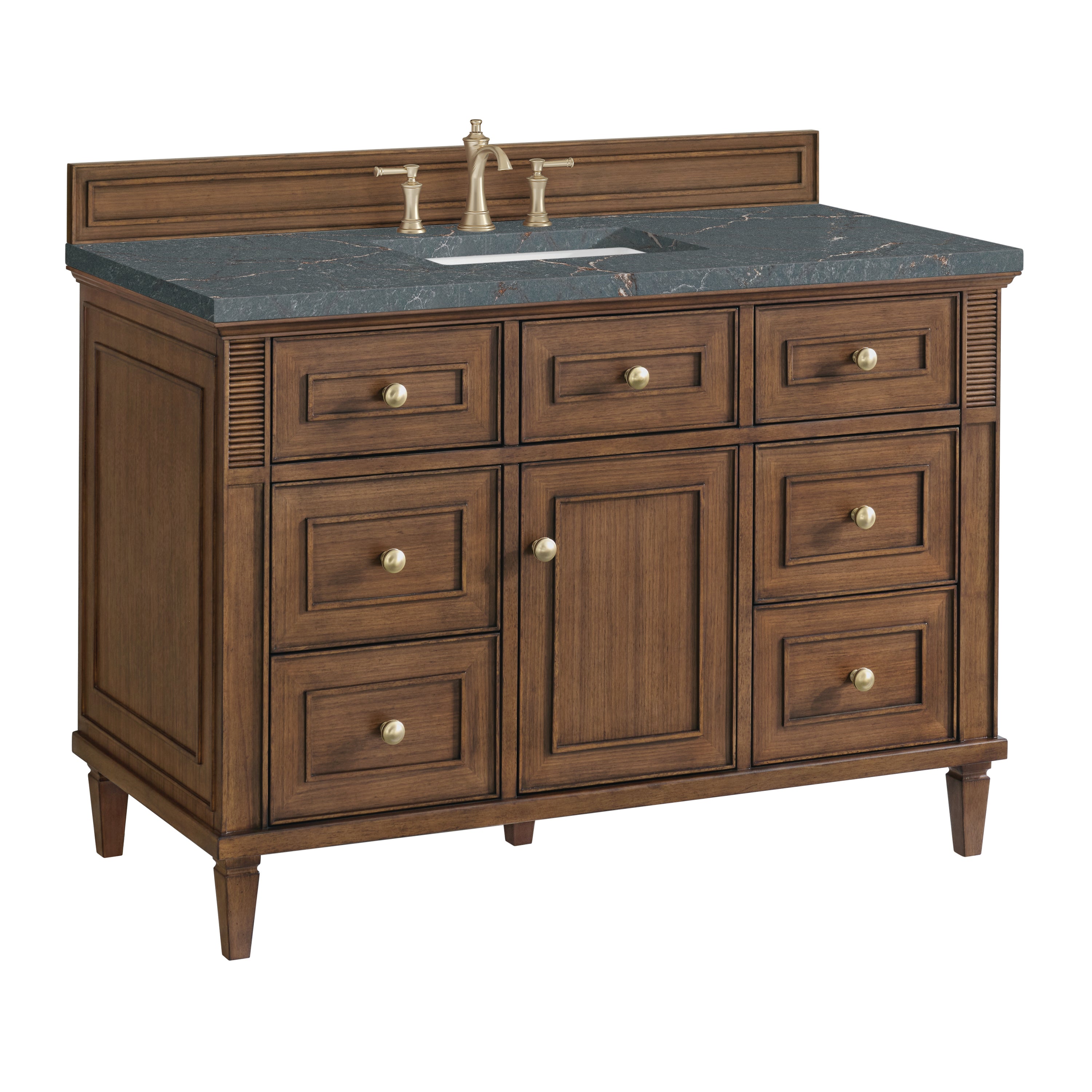 James Martin Lorelai 48" Single Vanity in Mid-Century Walnut with 3cm Countertop and FreePower Wireless Charger