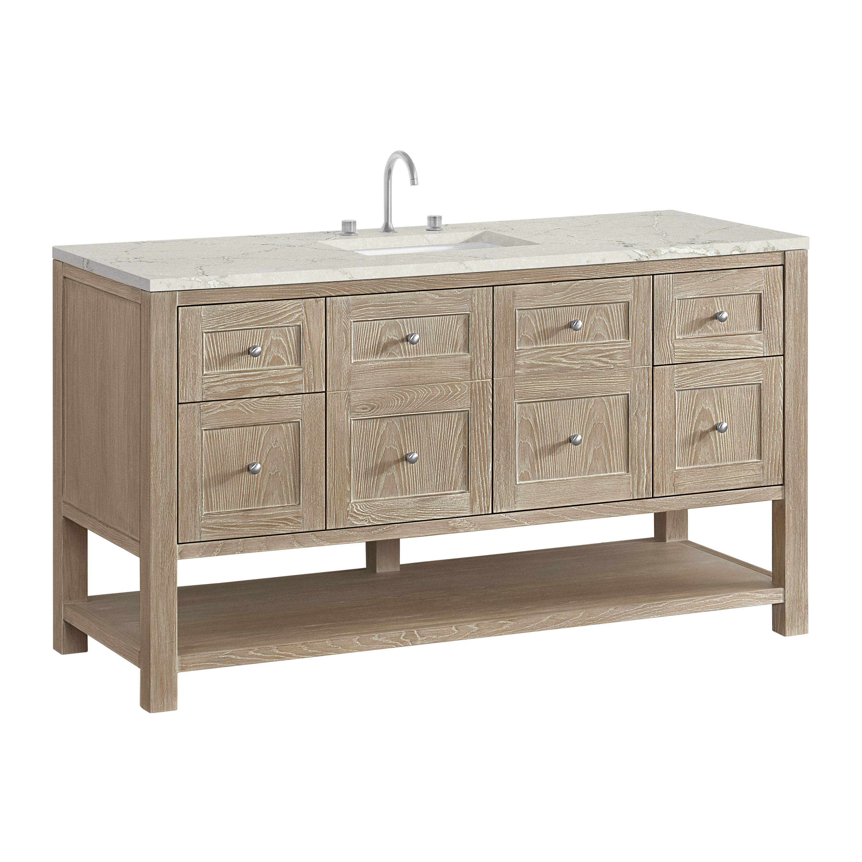 James Martin Breckenridge 60" Single Vanity in Whitewashed Oak with 3cm Countertop