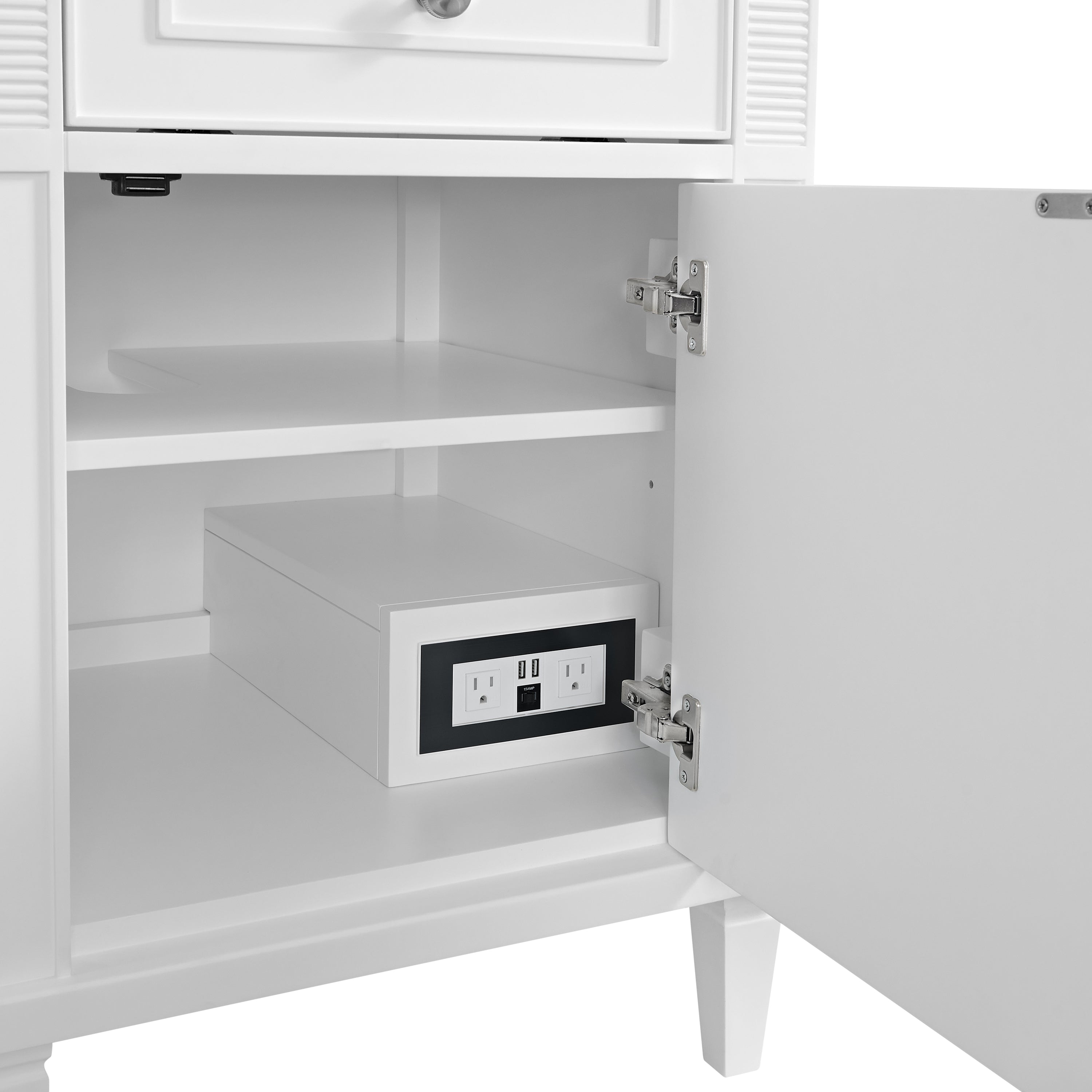 James Martin Lorelai 60" Double Vanity in Bright White with 3cm Countertop and FreePower Wireless Charger