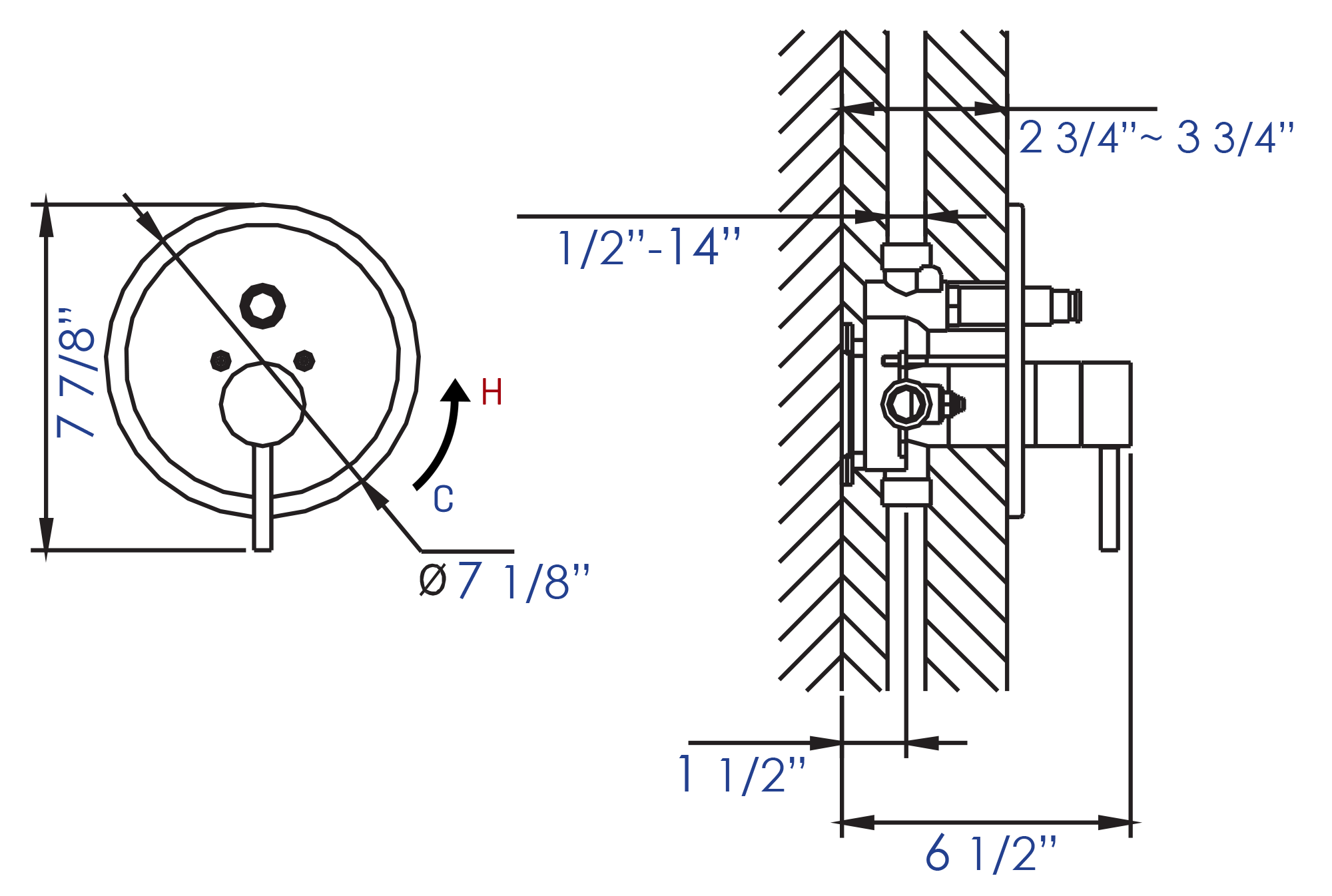 ALFI brand AB1701 Pressure Balanced Round Shower Mixer with Diverter