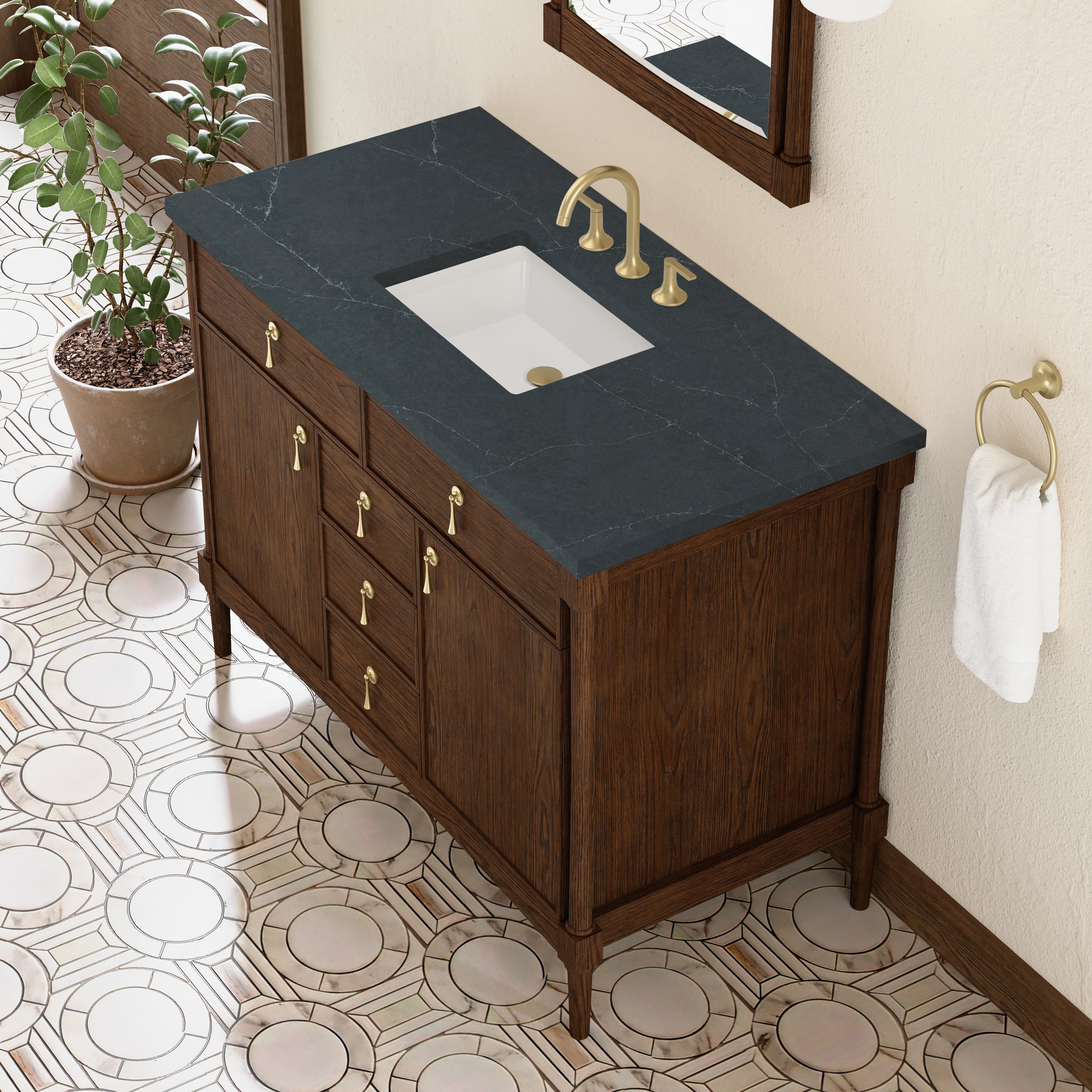 James Martin Kinnsden 48" Single Vanity in Sable Oak with 3cm Countertop