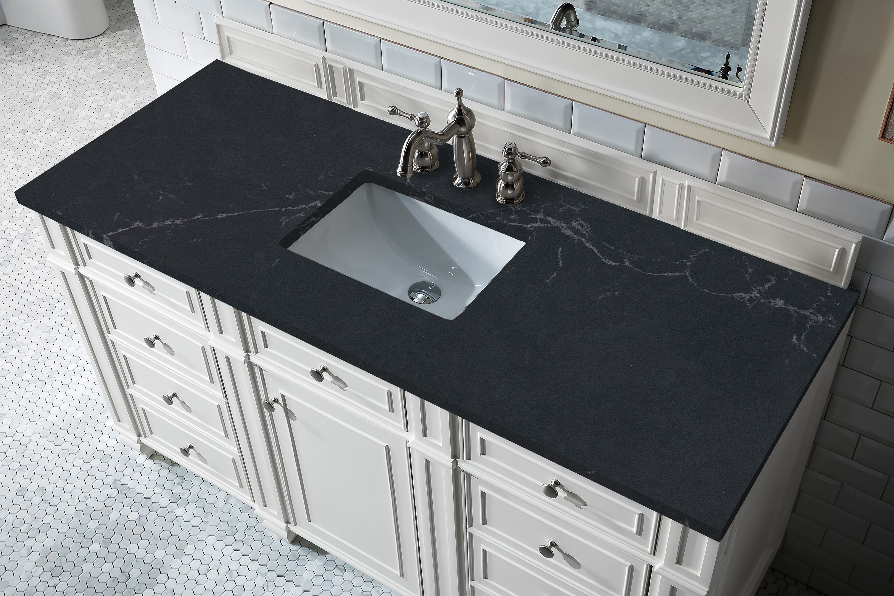 James Martin Bristol 60" Single Vanity in Bright White with 3cm Countertop