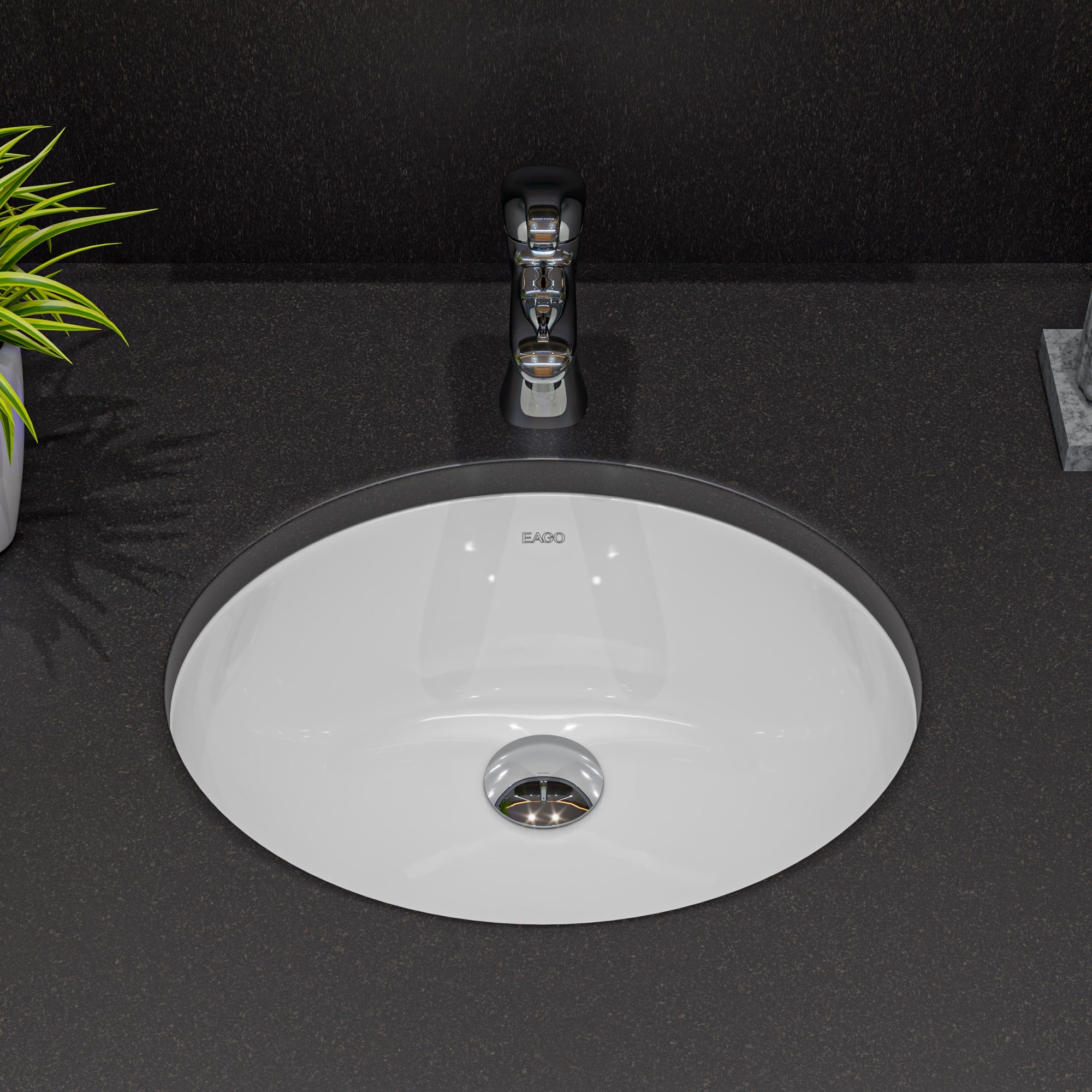 EAGO BC224 White Ceramic 18"x15" Undermount Oval Bathroom Sink