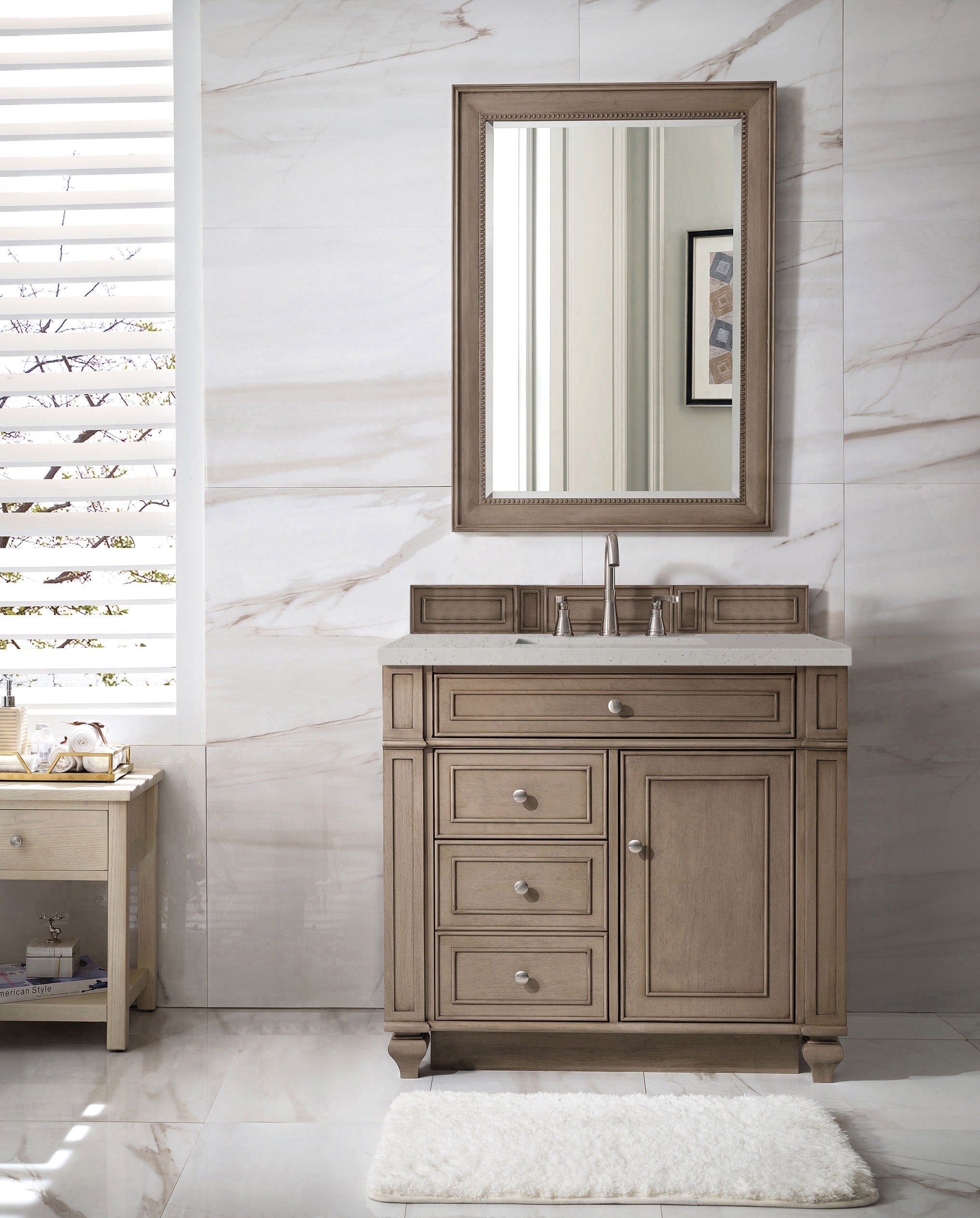 James Martin Bristol 36" Single Vanity in Whitewashed Walnut with 3cm Countertop