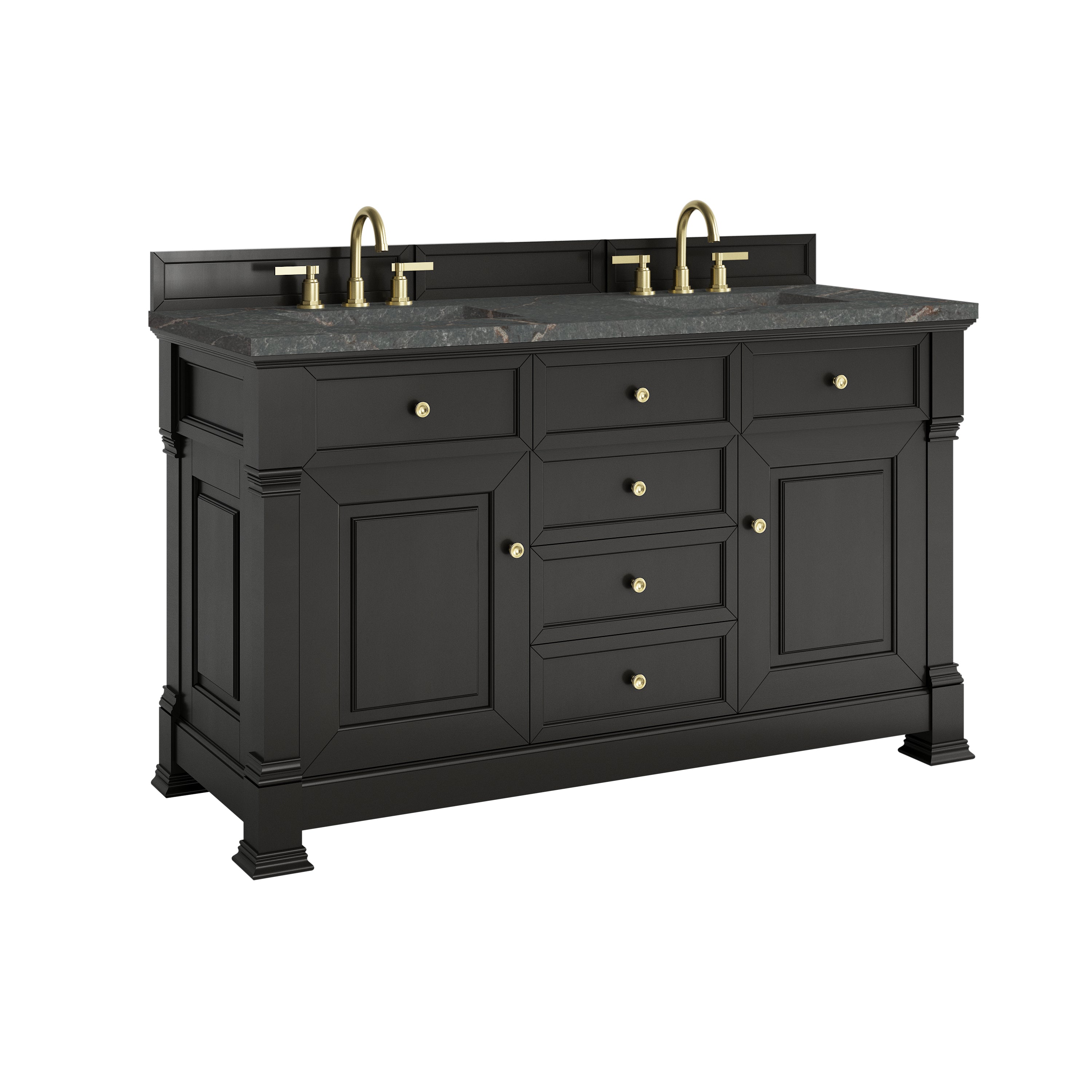 James Martin Brookfield 60" Double Vanity in Black Onyx with 3cm Countertop