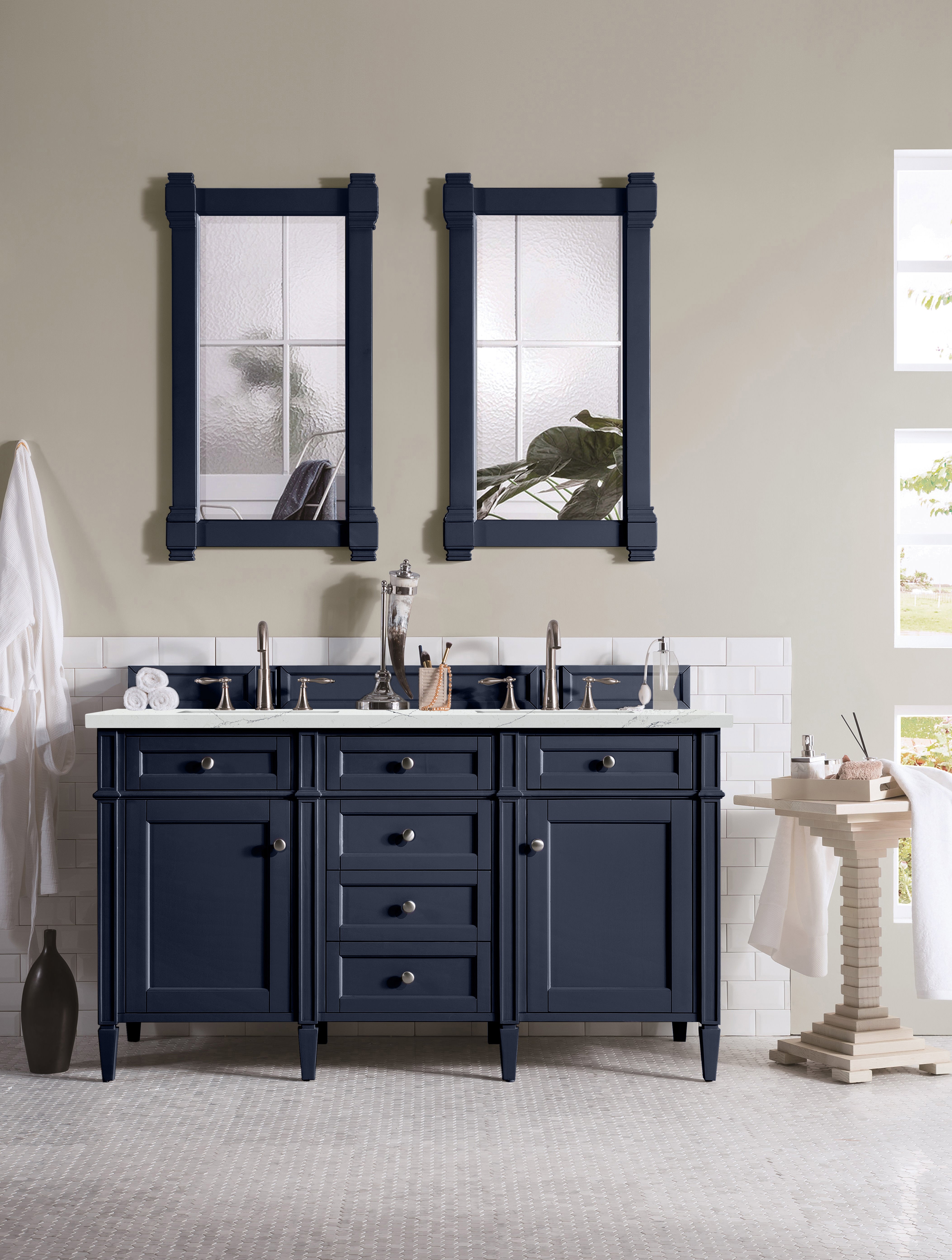 James Martin Brittany 60" Double Vanity in Victory Bleu with 3cm Countertop