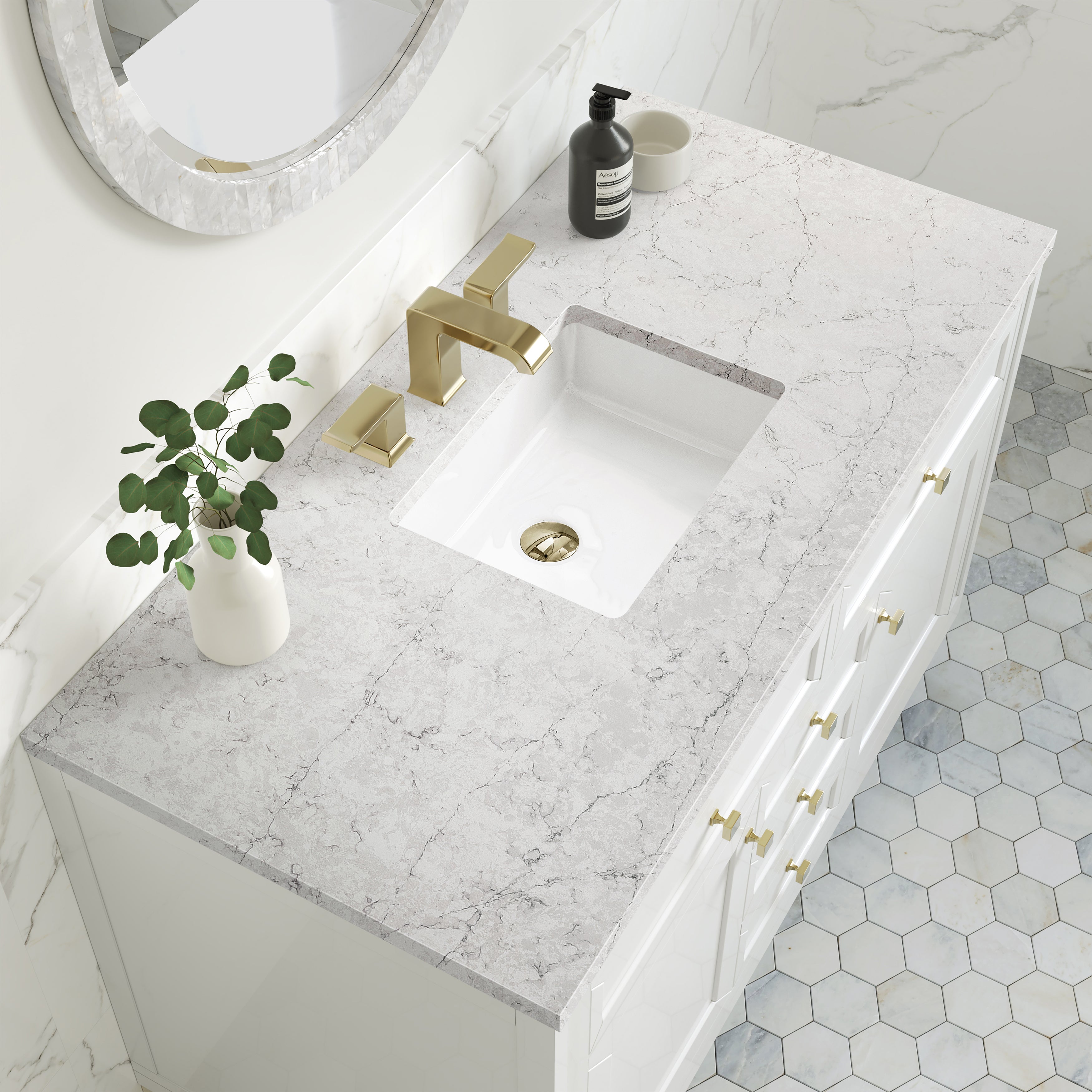 James Martin Chicago 48" Single Vanity in Glossy White with 3cm Countertop