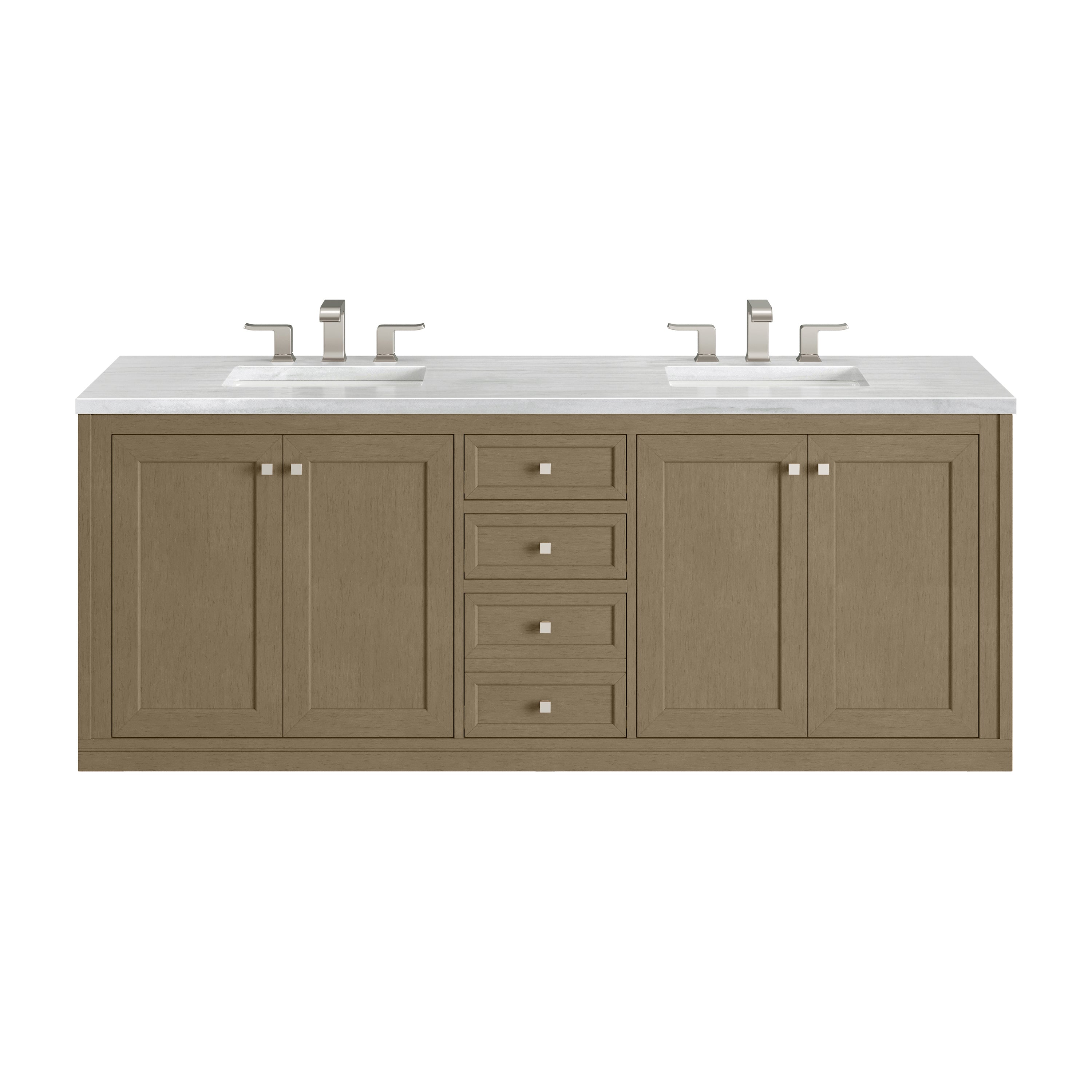 James Martin Chicago 72" Double Vanity in Walnut Whisper with 3cm Countertop