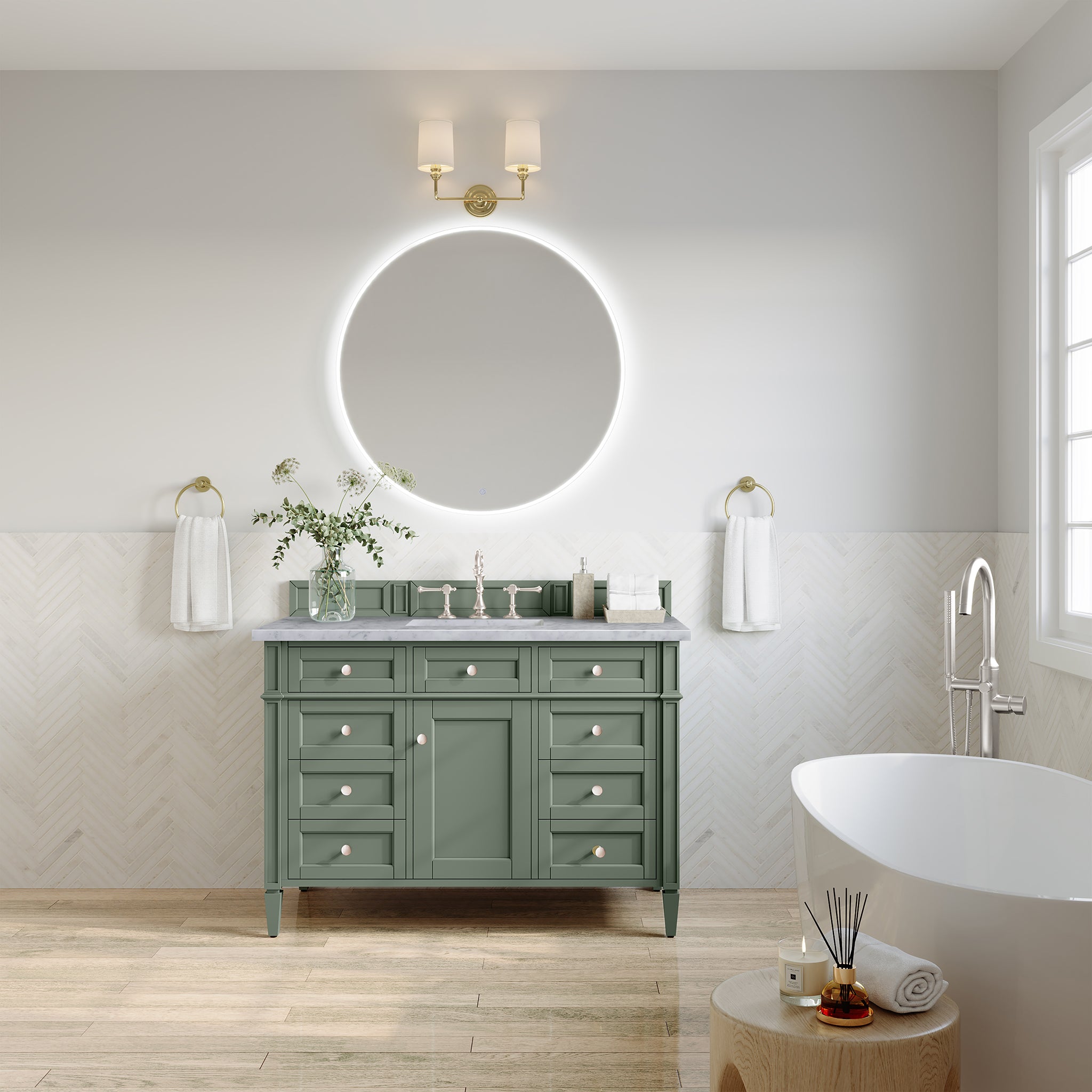 James Martin Brittany 48" Single Vanity in Smokey Celadon with 3cm Countertop