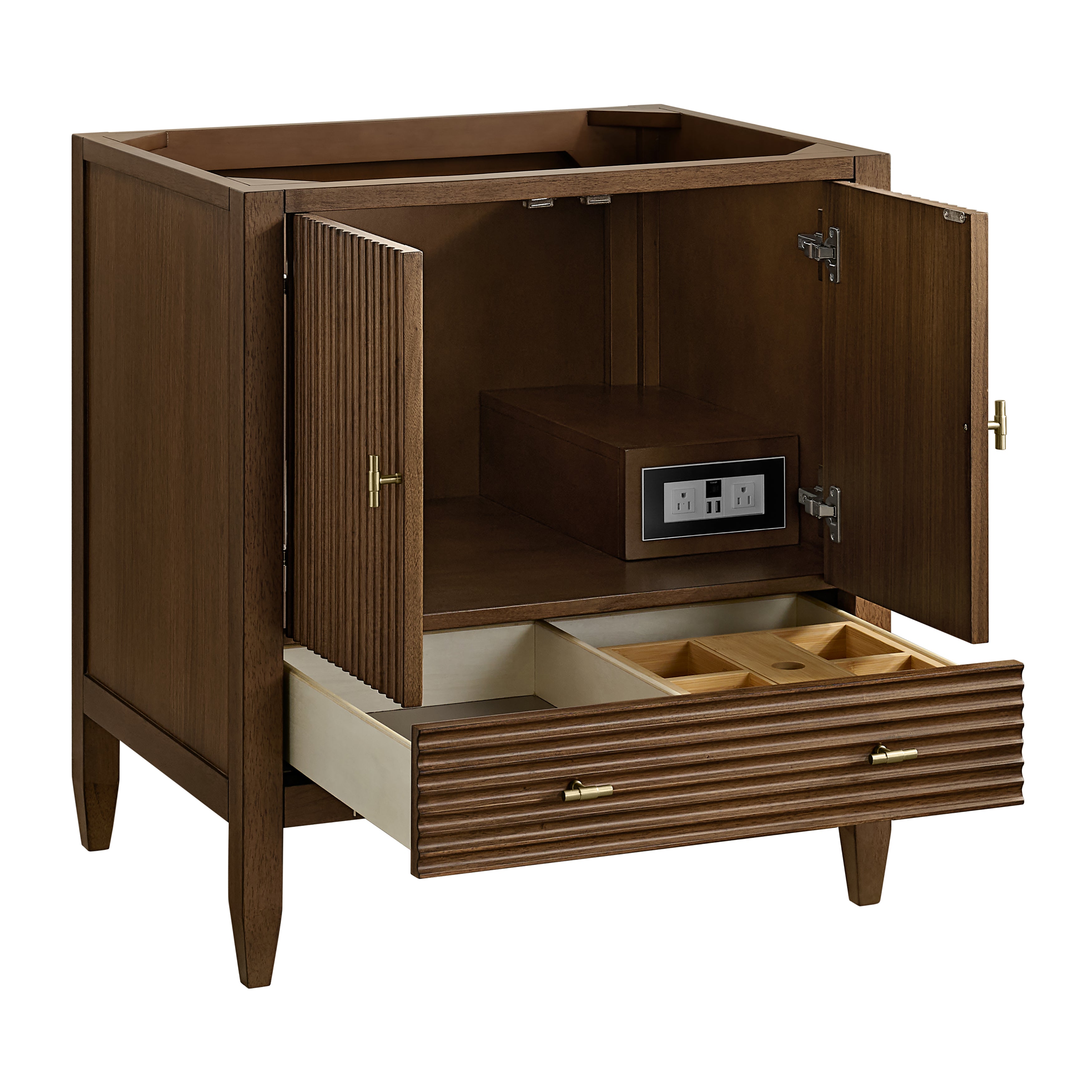 James Martin Myrrin 30" Single Vanity in Mid-Century Walnut with 3cm Countertop