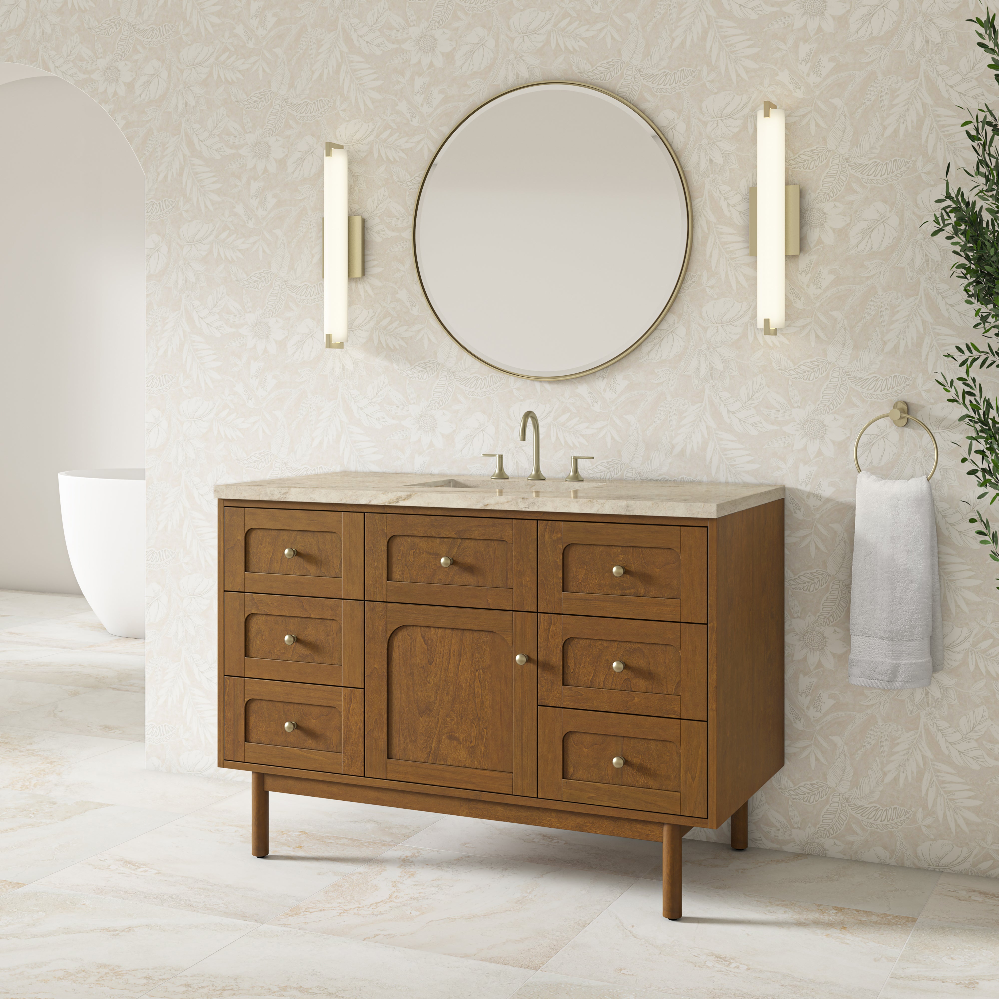 James Martin Laurent 48" Single Vanity in Honey Oak with 3cm Countertop
