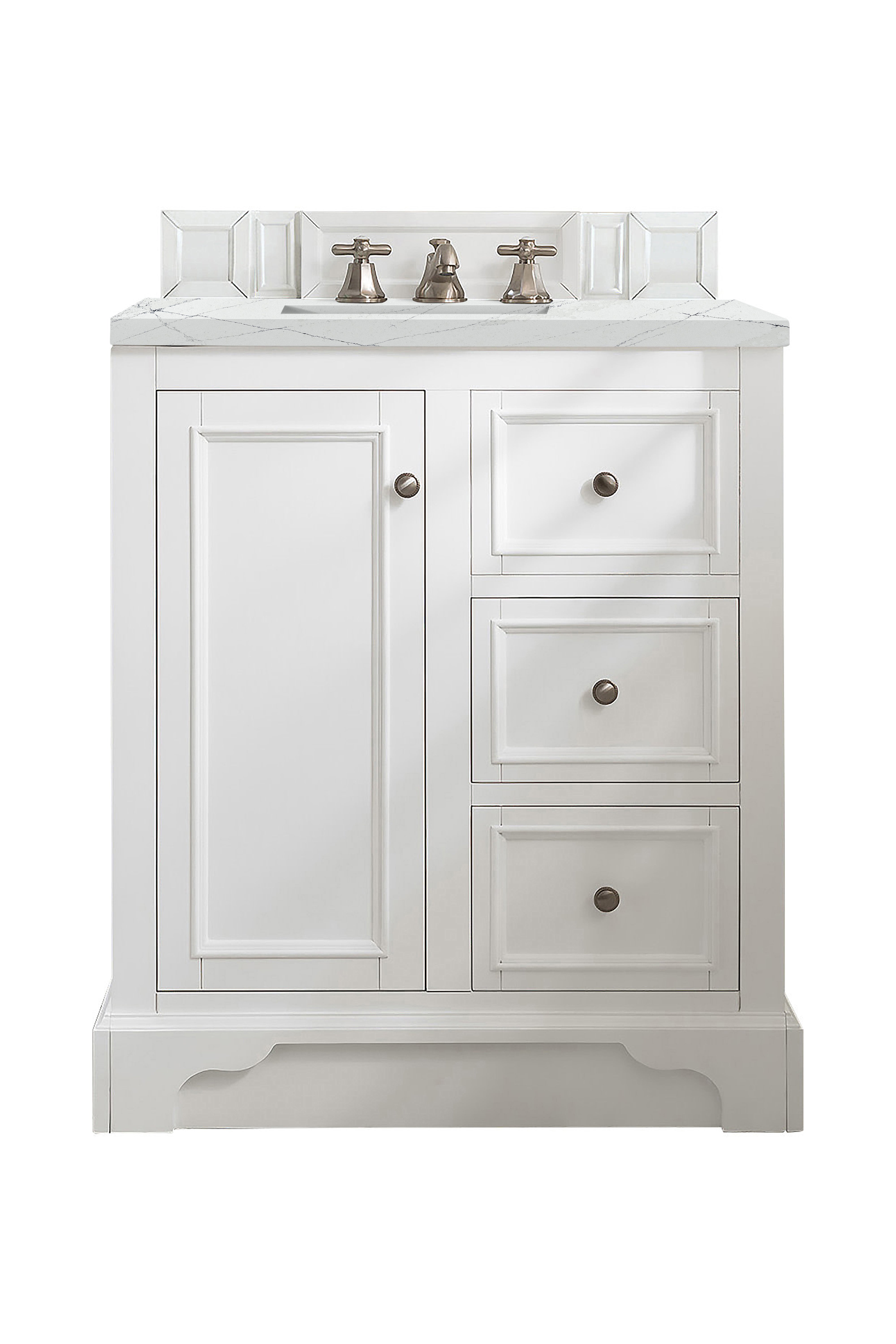 James Martin De Soto 30" Single Vanity in Bright White with 3cm Countertop