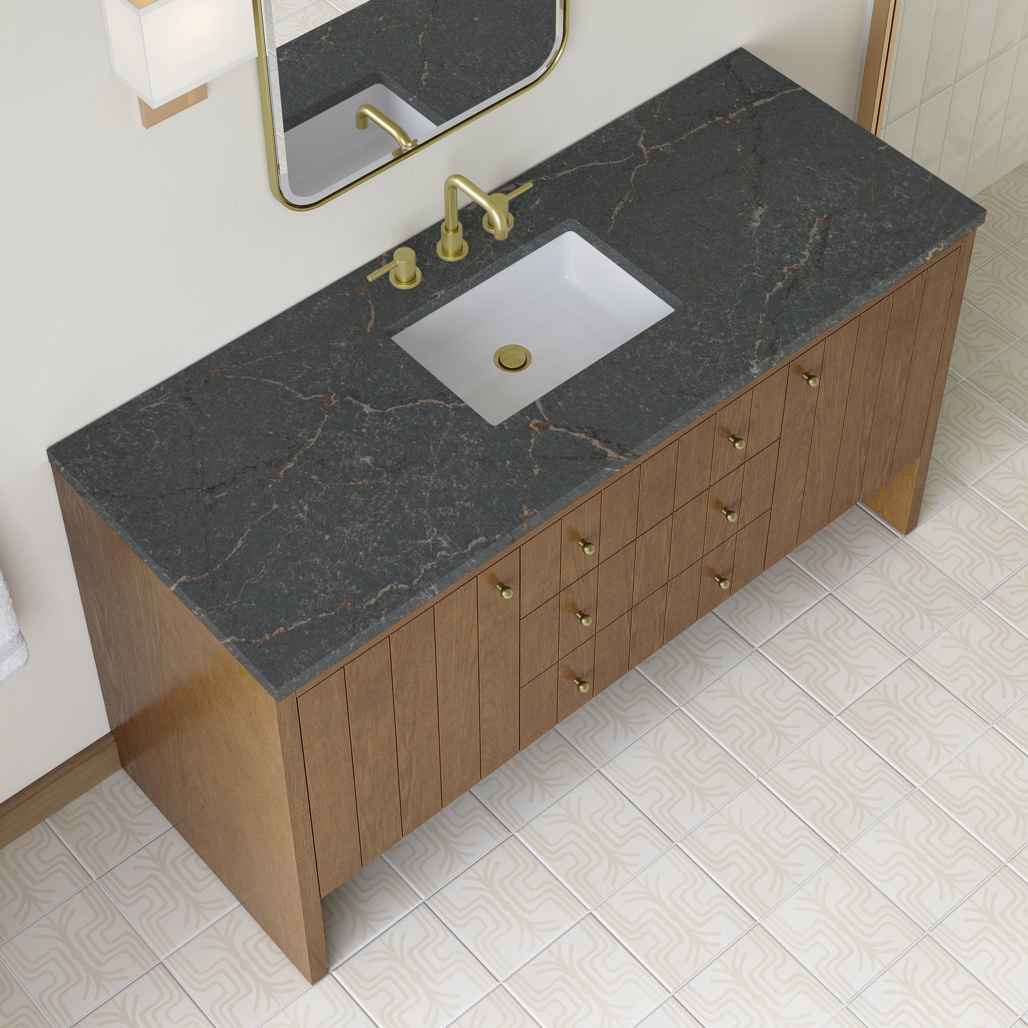 James Martin Hudson 60" Single Vanity in Honey Oak with 3cm Countertop