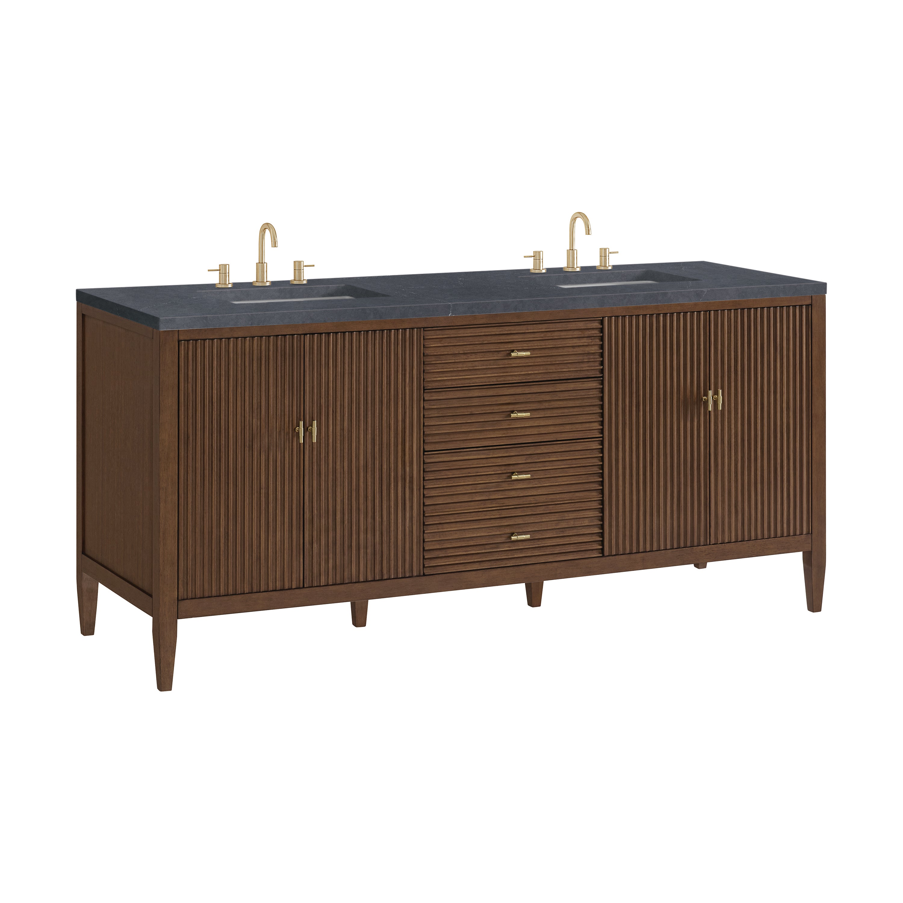 James Martin Myrrin 72" Double Vanity in Mid Century Walnut with 3cm Countertop
