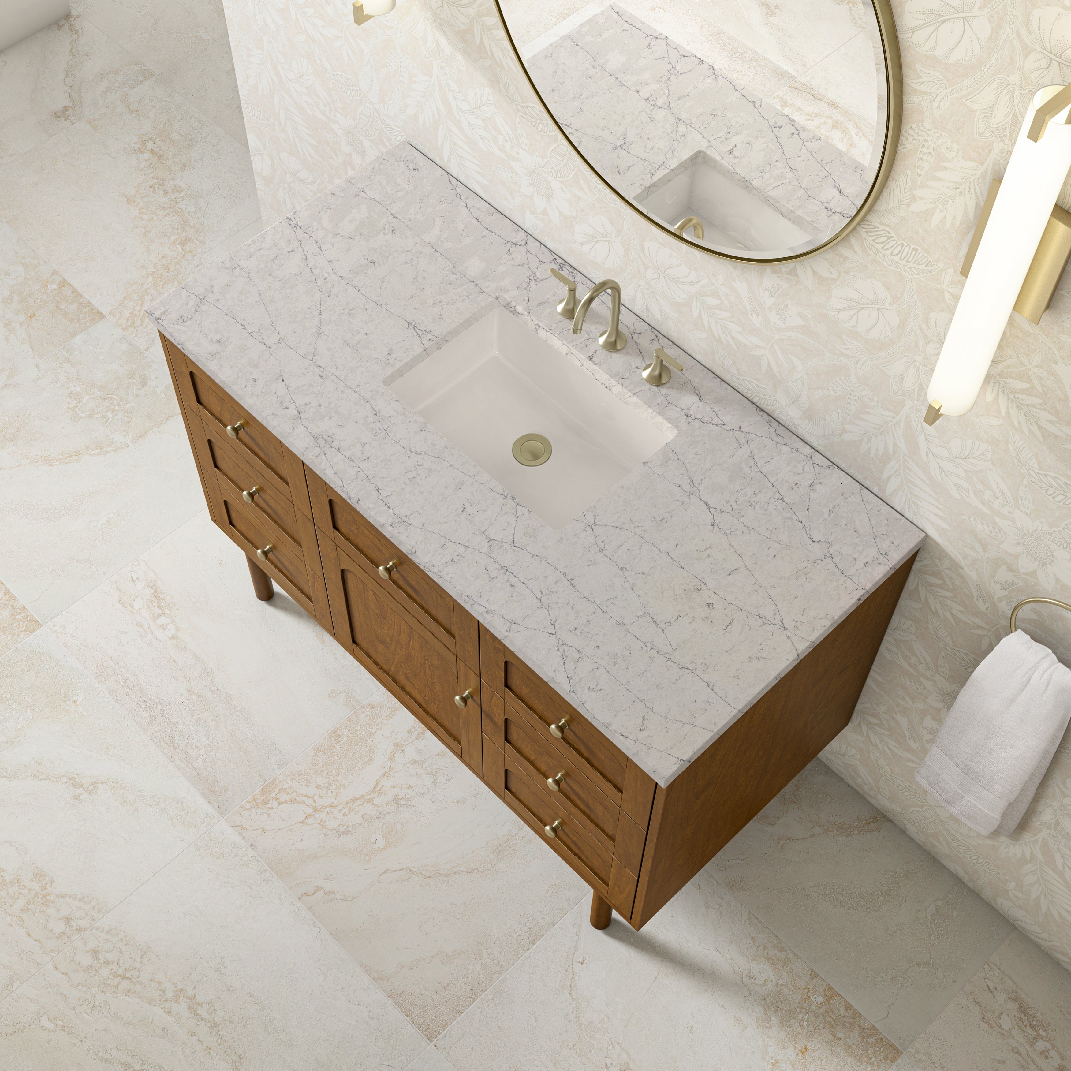 James Martin Laurent 48" Single Vanity in Honey Oak with 3cm Countertop