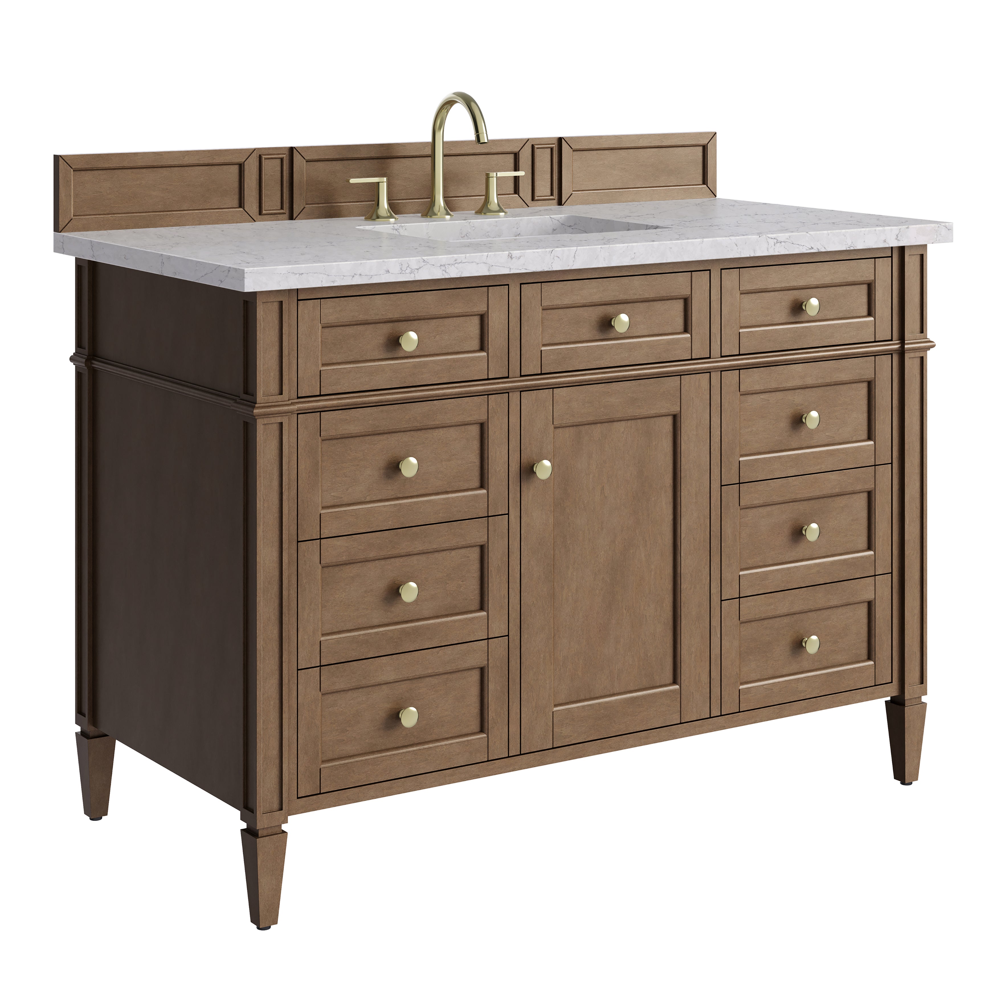 James Martin Brittany 48" Single Vanity in Pecan with 3cm Countertop and FreePower Wireless Charger