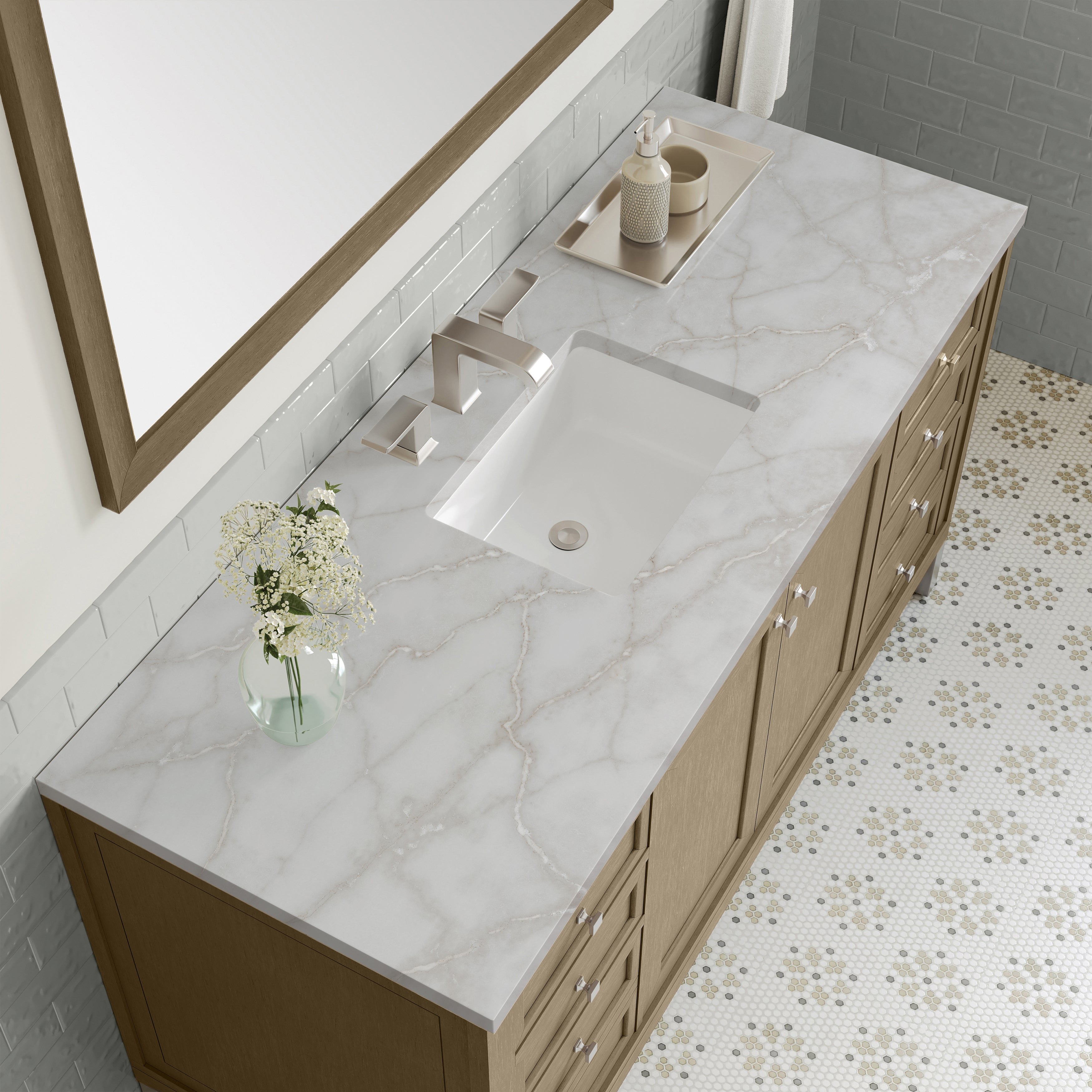 James Martin Chicago 60" Single Vanity in Walnut Whisper with 3cm Countertop