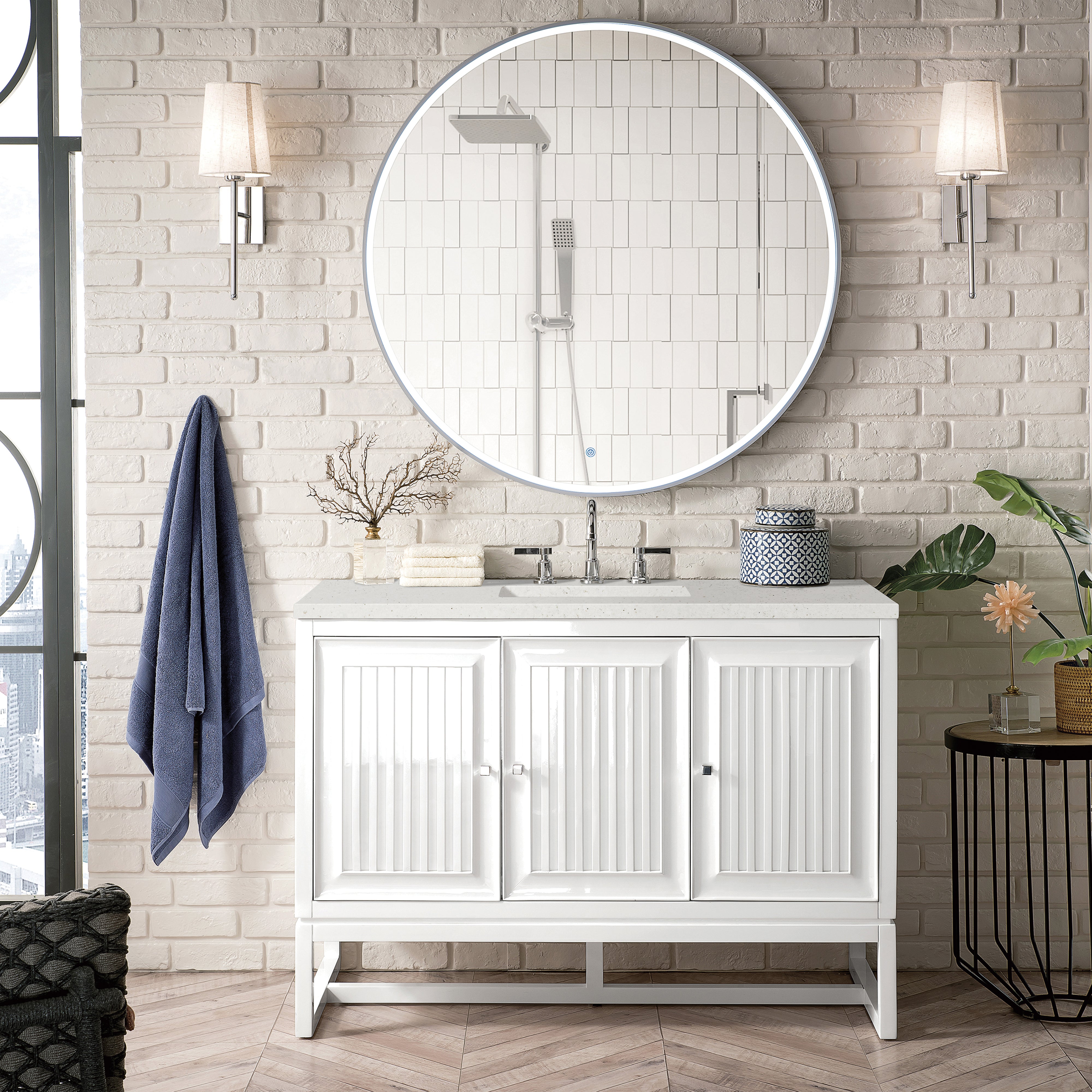 James Martin Athens 48" Single Vanity in Glossy White with 3cm Countertop