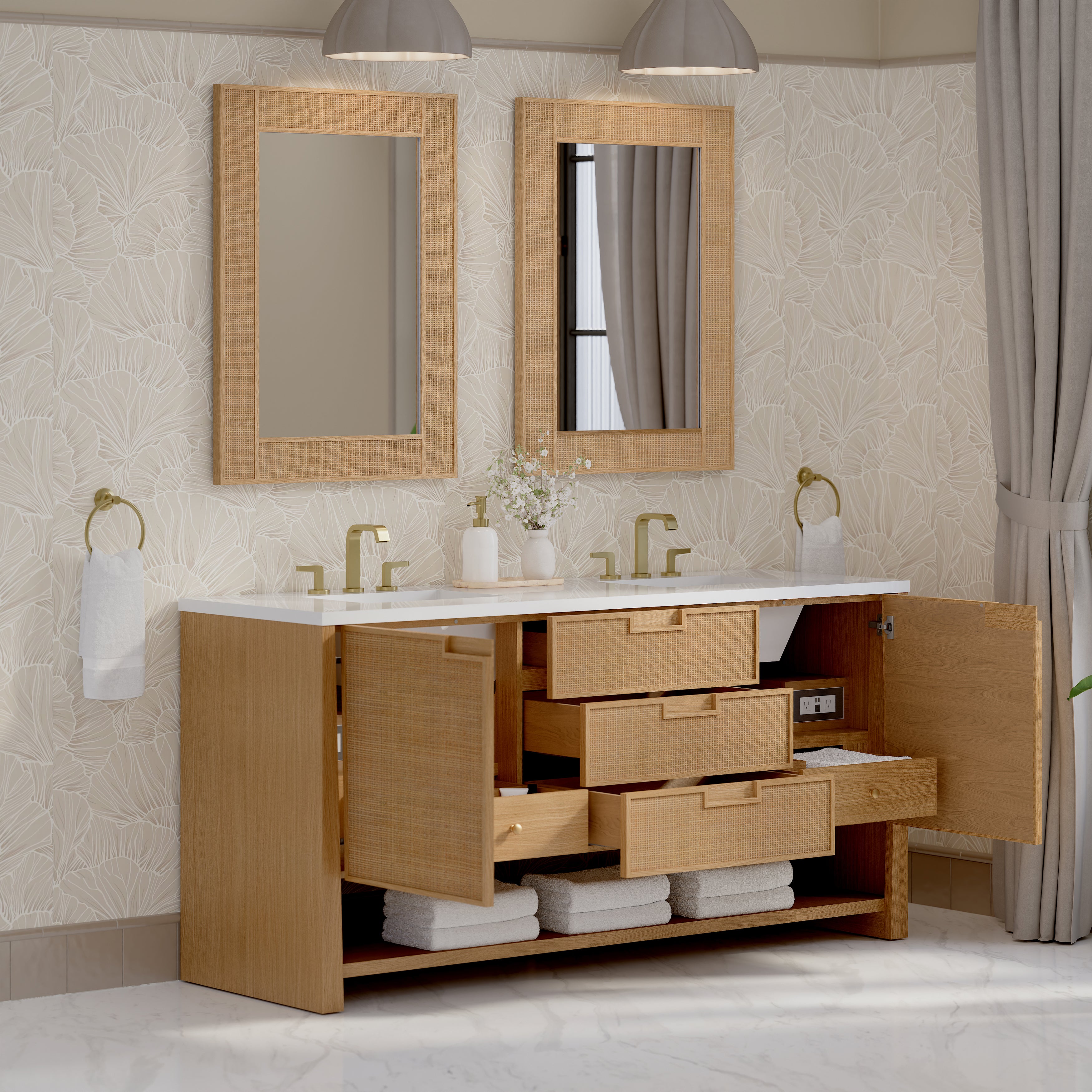 James Martin Solene 72" Double Vanity in Seaside Oak with 3cm Countertop