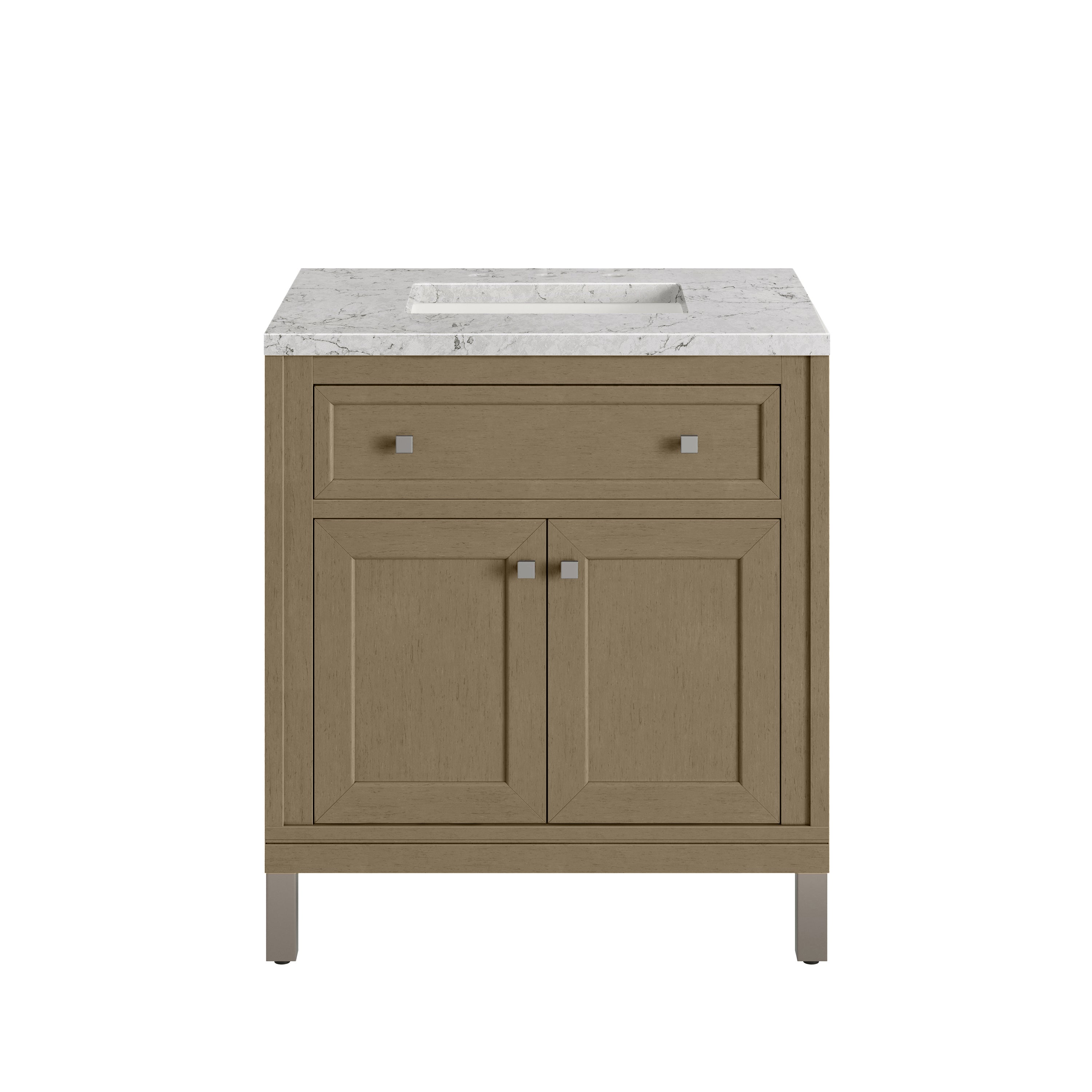 James Martin Chicago 30" Single Vanity in Walnut Whisper with 3cm Countertop