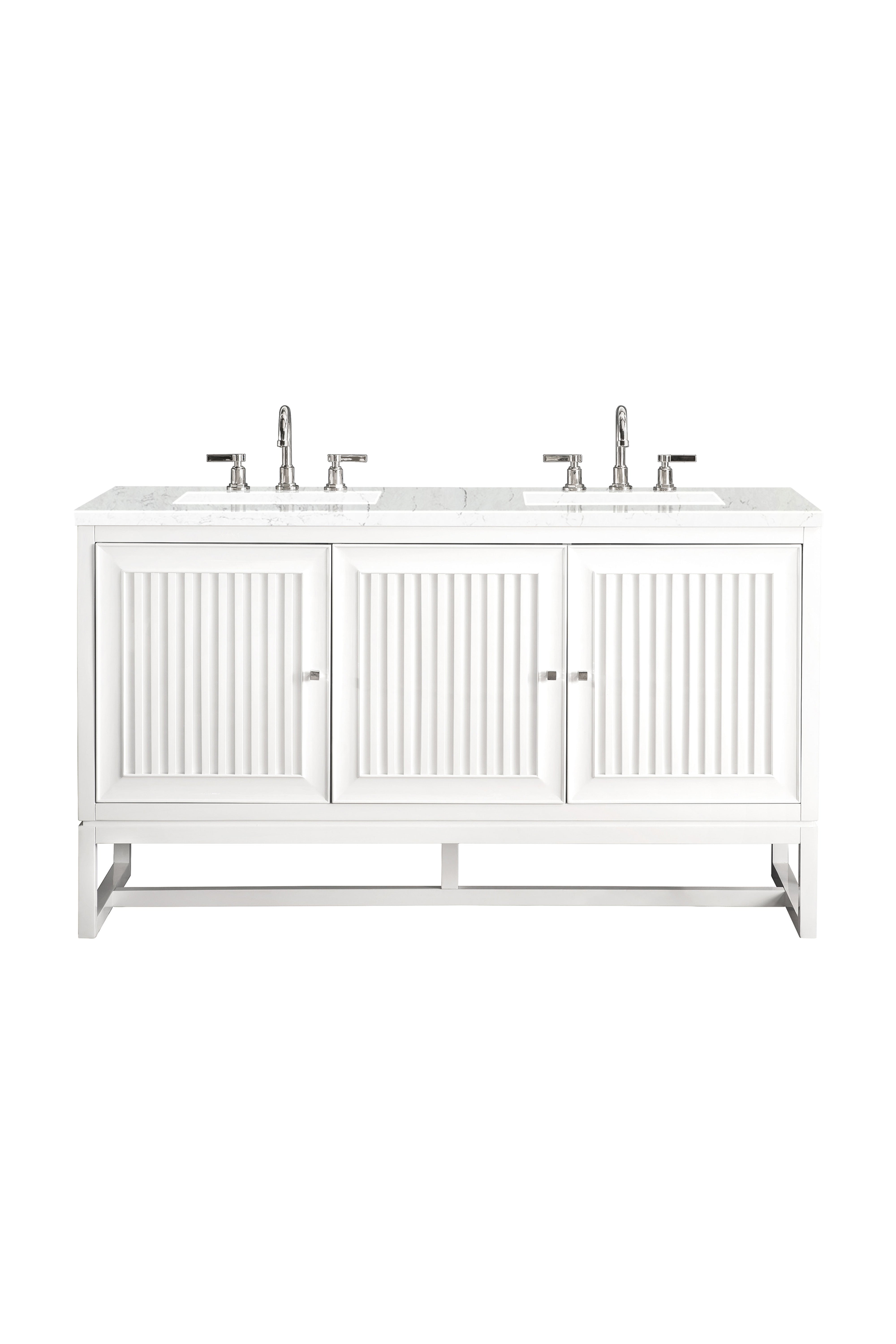 James Martin Athens 60" Double Vanity in Glossy White with 3cm Countertop
