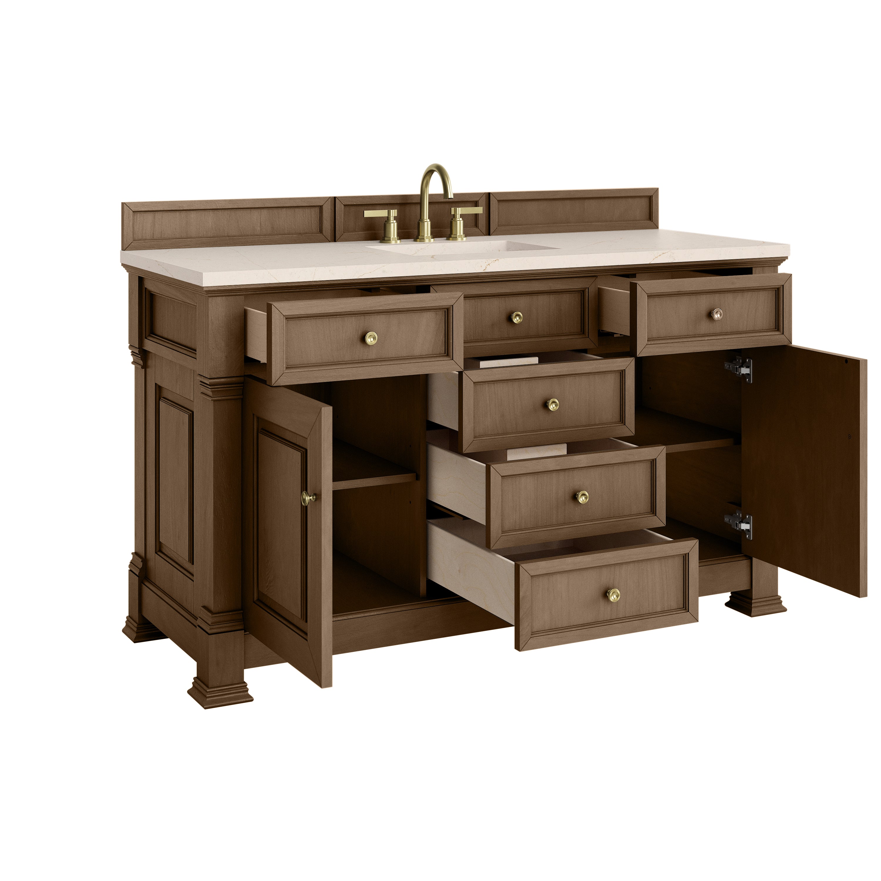 James Martin Brookfield 60" Single Vanity in Pecan with 3cm Countertop