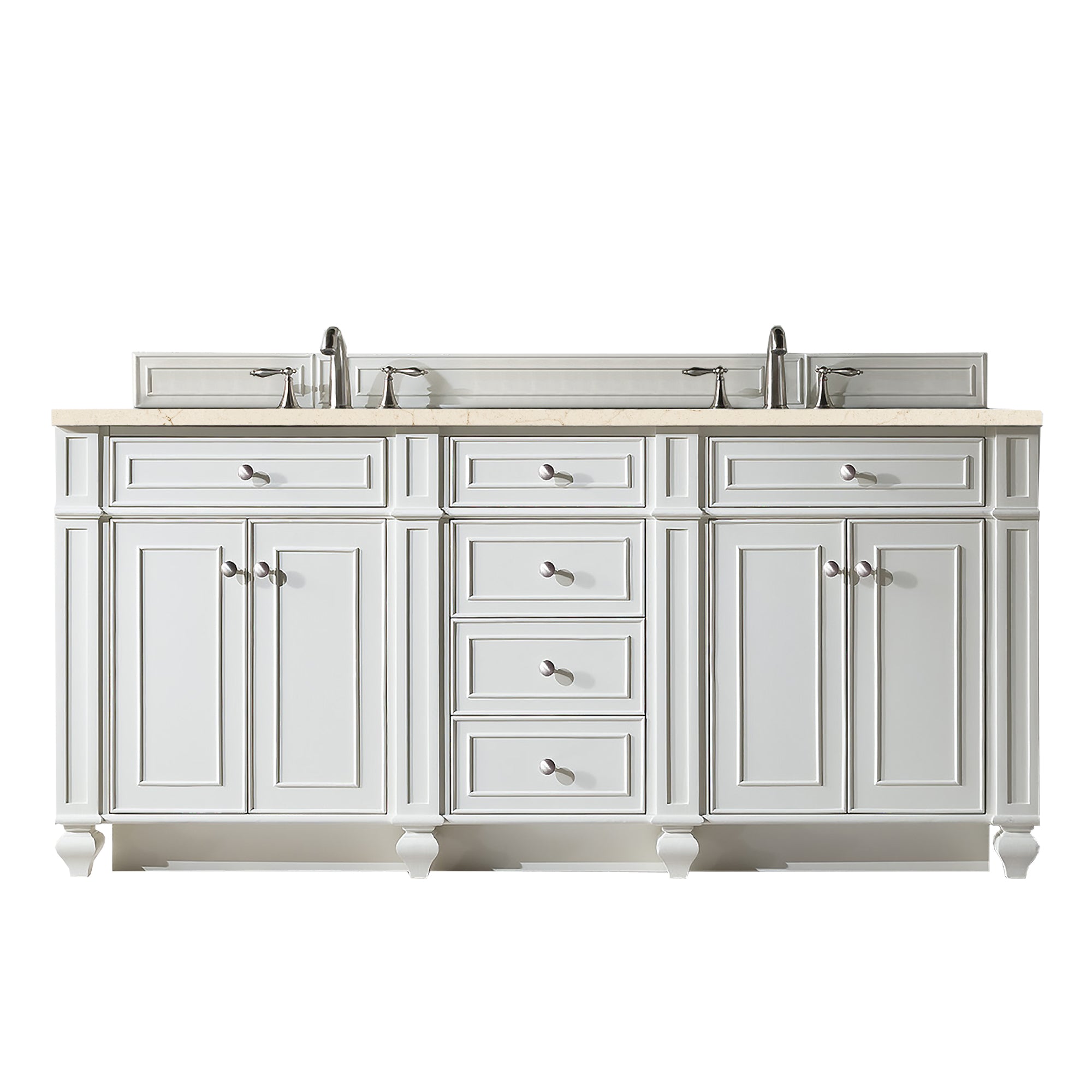 James Martin Bristol 72" Double Vanity in Bright White with 3cm Countertop