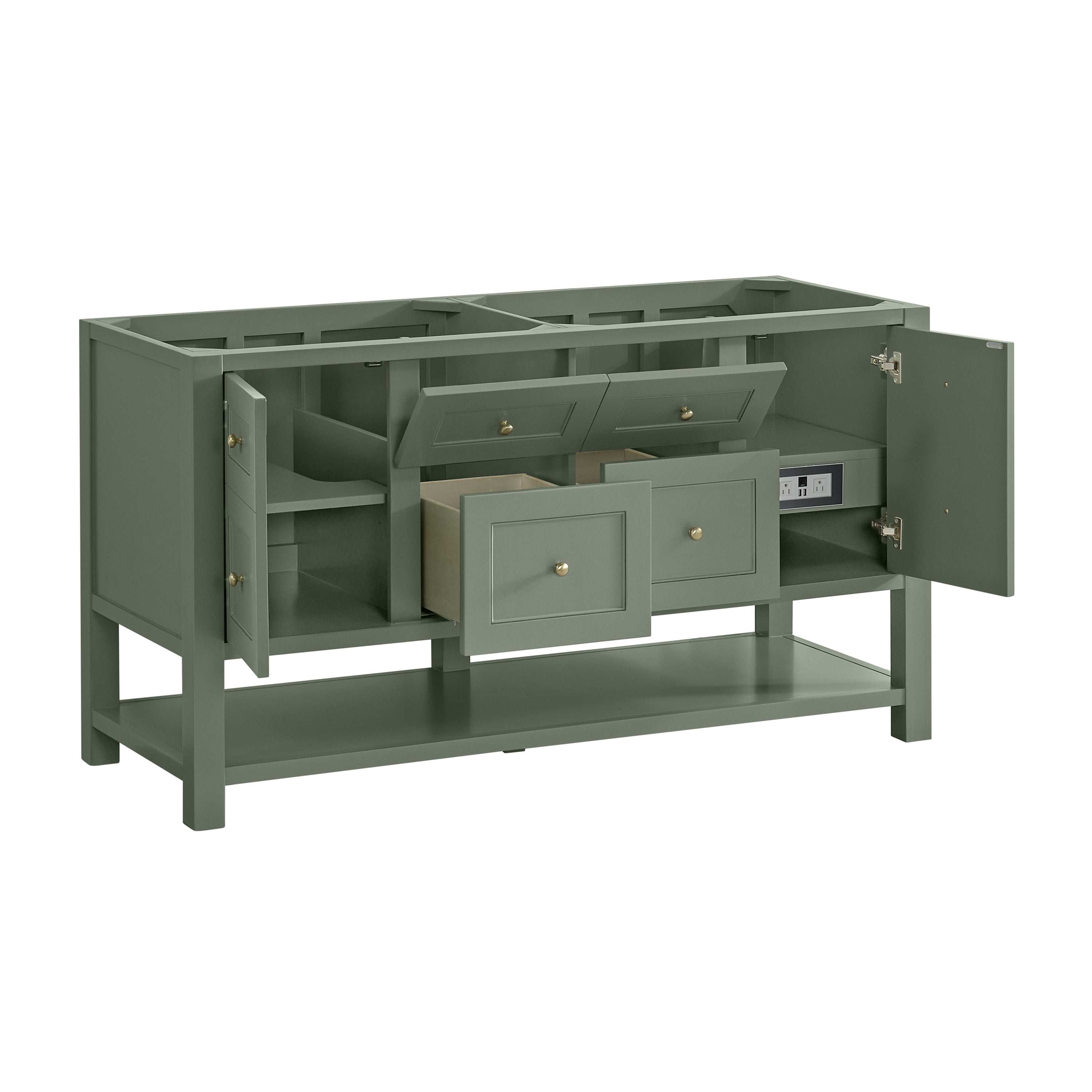James Martin Breckenridge 60" Double Vanity in Smokey Celadon with 3cm Countertop