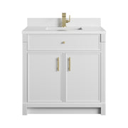 James Martin Bellshire 36" Single Vanity in Bright White with 3cm Countertop