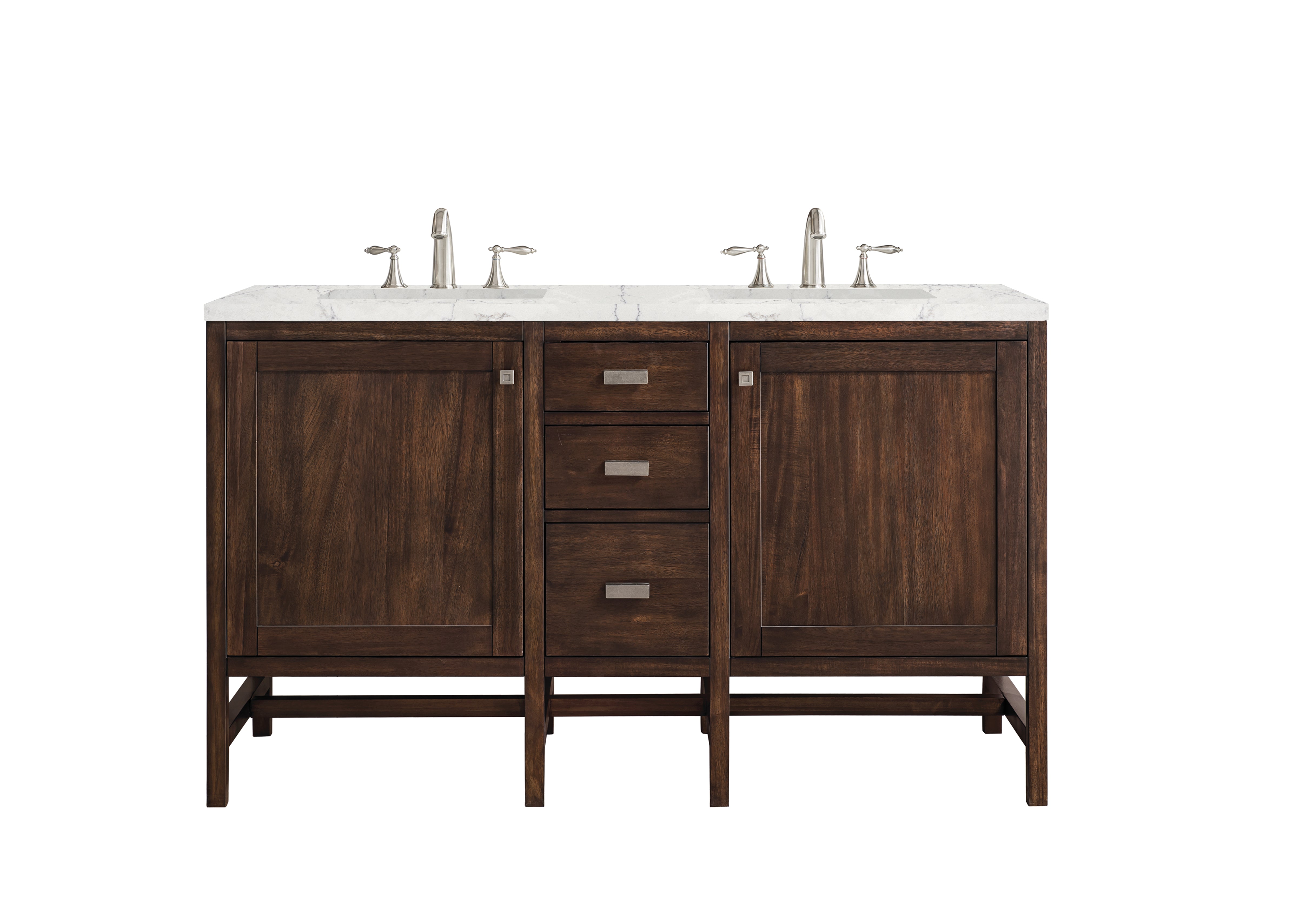 James Martin Addison 60" Double Vanity in Mid-Century Acacia with 3cm Countertop