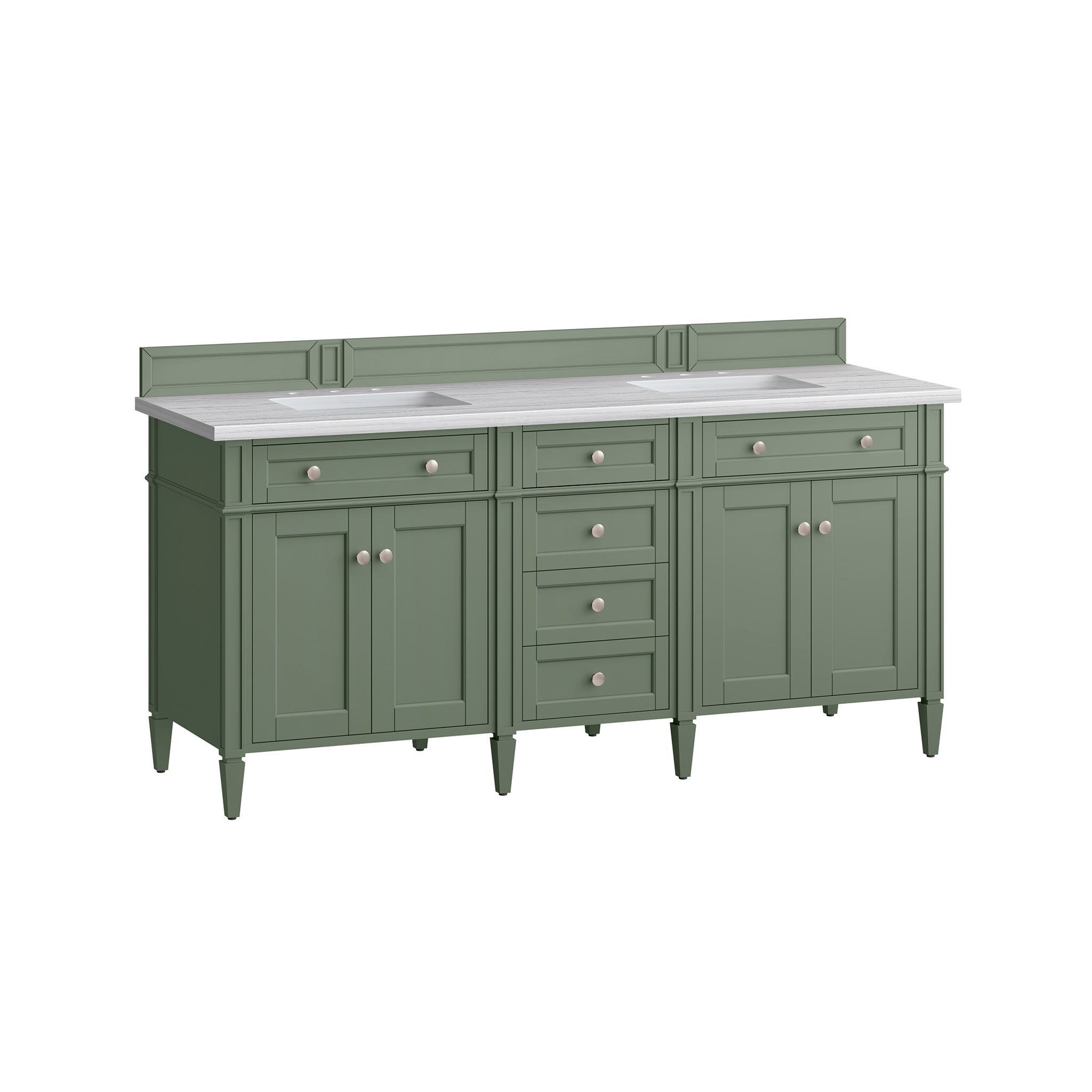 James Martin Brittany 72" Double Vanity in Smokey Celadon with 3cm Countertop