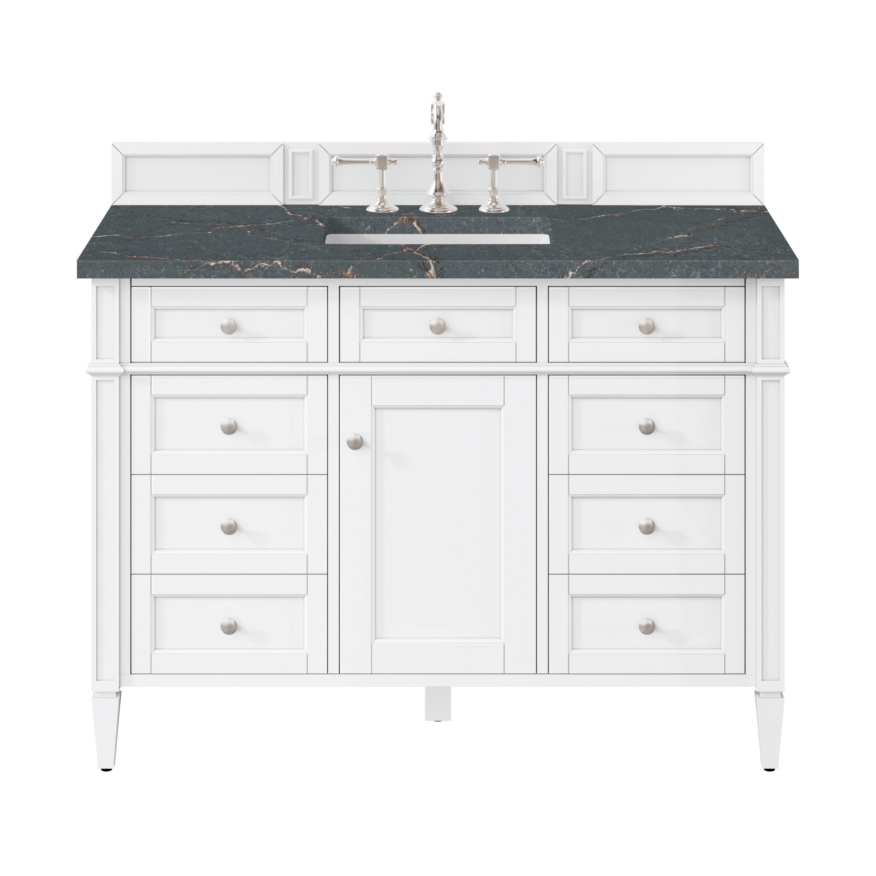 James Martin Brittany 48" Single Vanity in Bright White with 3cm Countertop and FreePower Wireless Charger