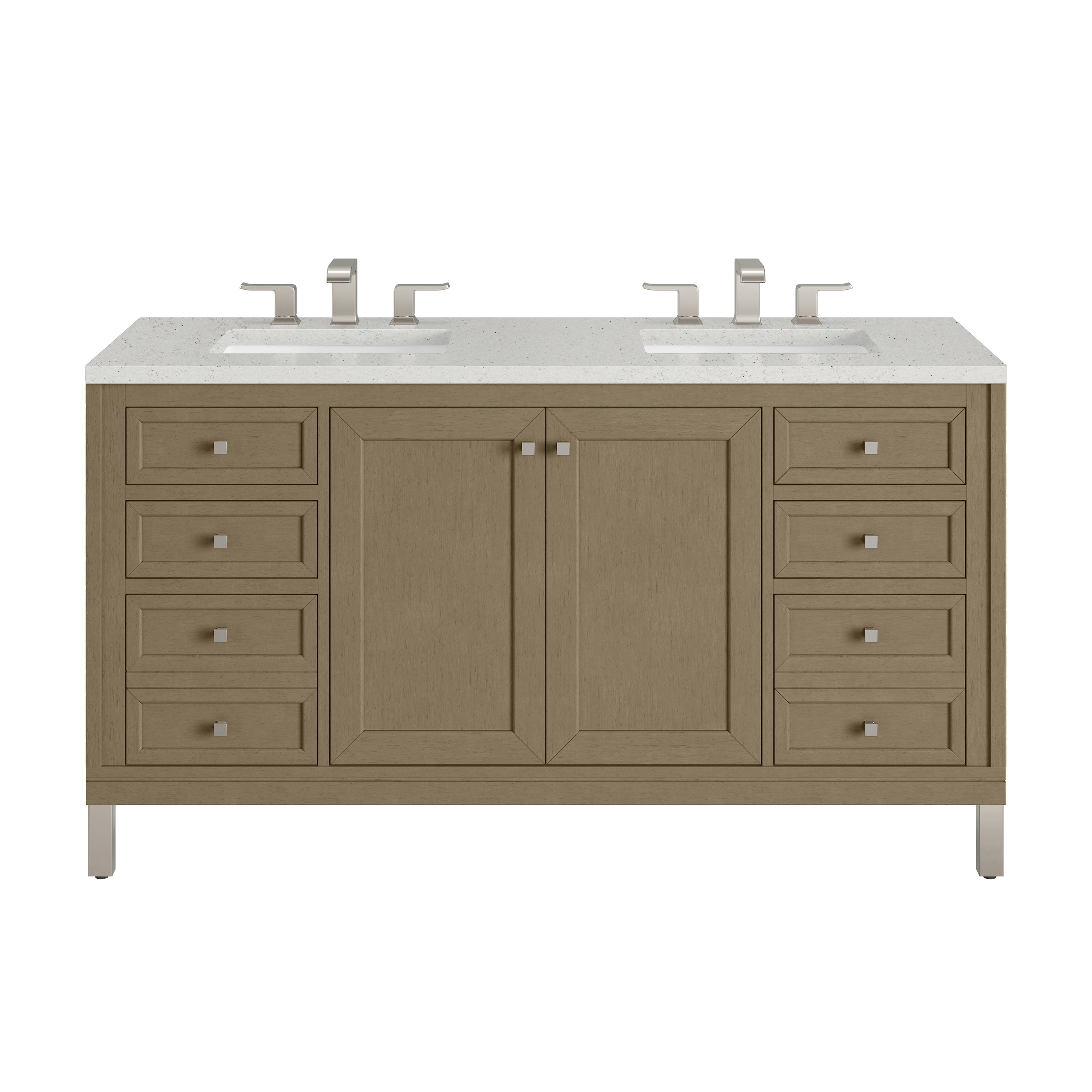 James Martin Chicago 60" Double Vanity in Walnut Whisper with 3cm Countertop